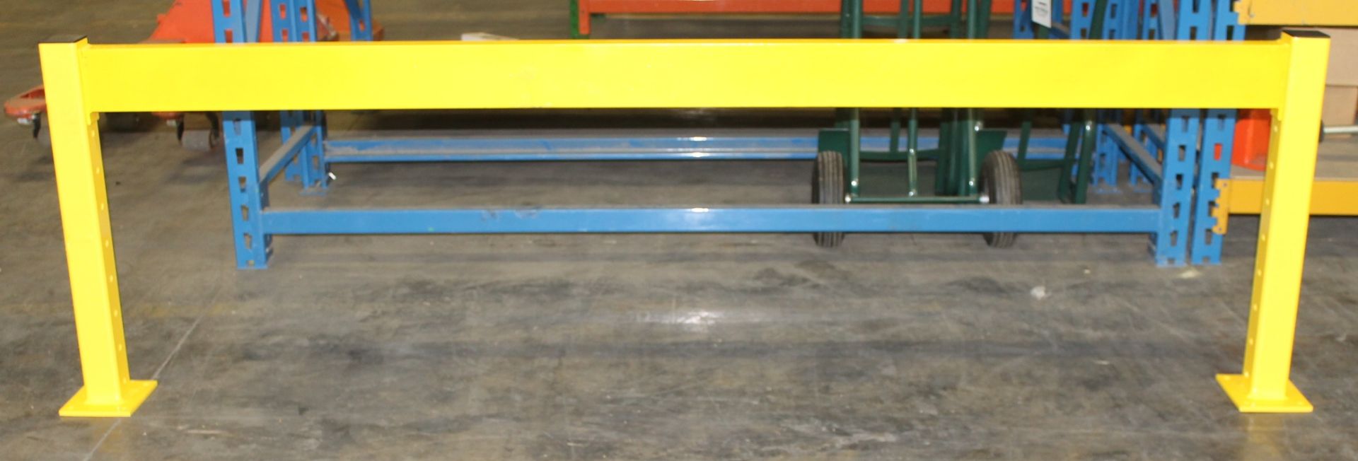 97.25 FT LONG AND 28" TALL GUARD RAIL,  OVERALL SIZE OF ONE SECTION: 100"W X 5"T X 2"D, INCLUDES: 13