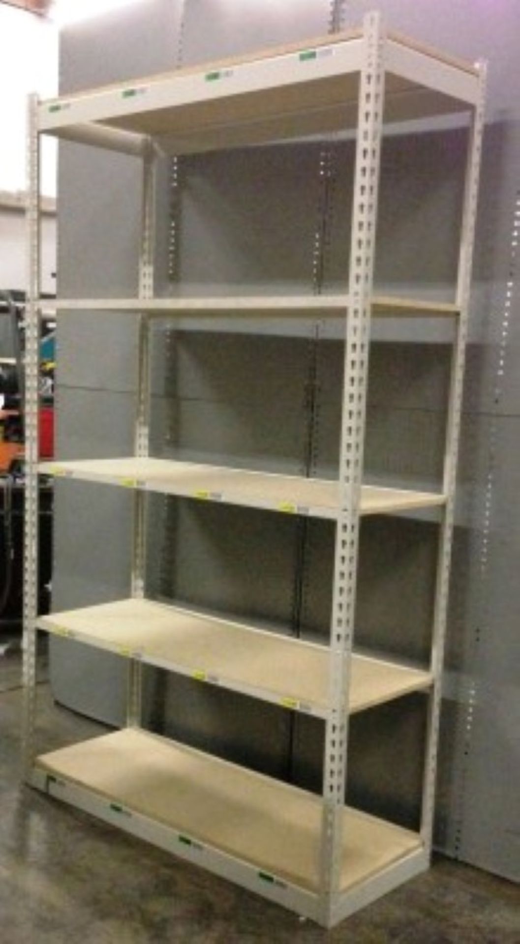 ONE LOT OF 10 SECTIONS OF RIVETIER INDUSTRIAL SHELVING,  EACH SIZE 18"D X 48"W X 84"H, COLOR: - Image 5 of 5