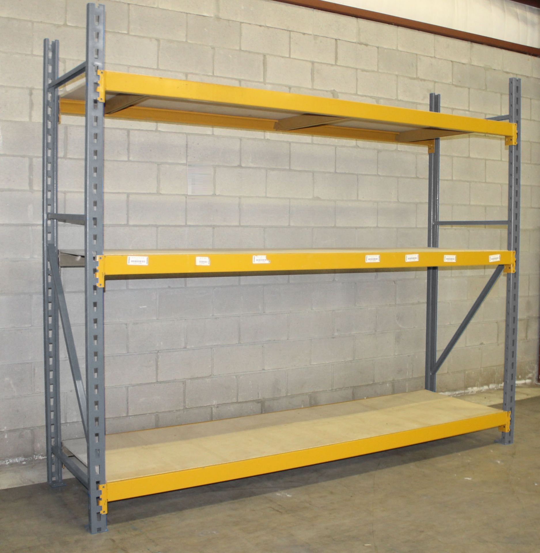 10 SECTIONS OF 96"H X 32"D X 108"L STOCK ROOM PALLET RACK SHELVING,  TOTAL 10 SECTIONS, 1 ROWS