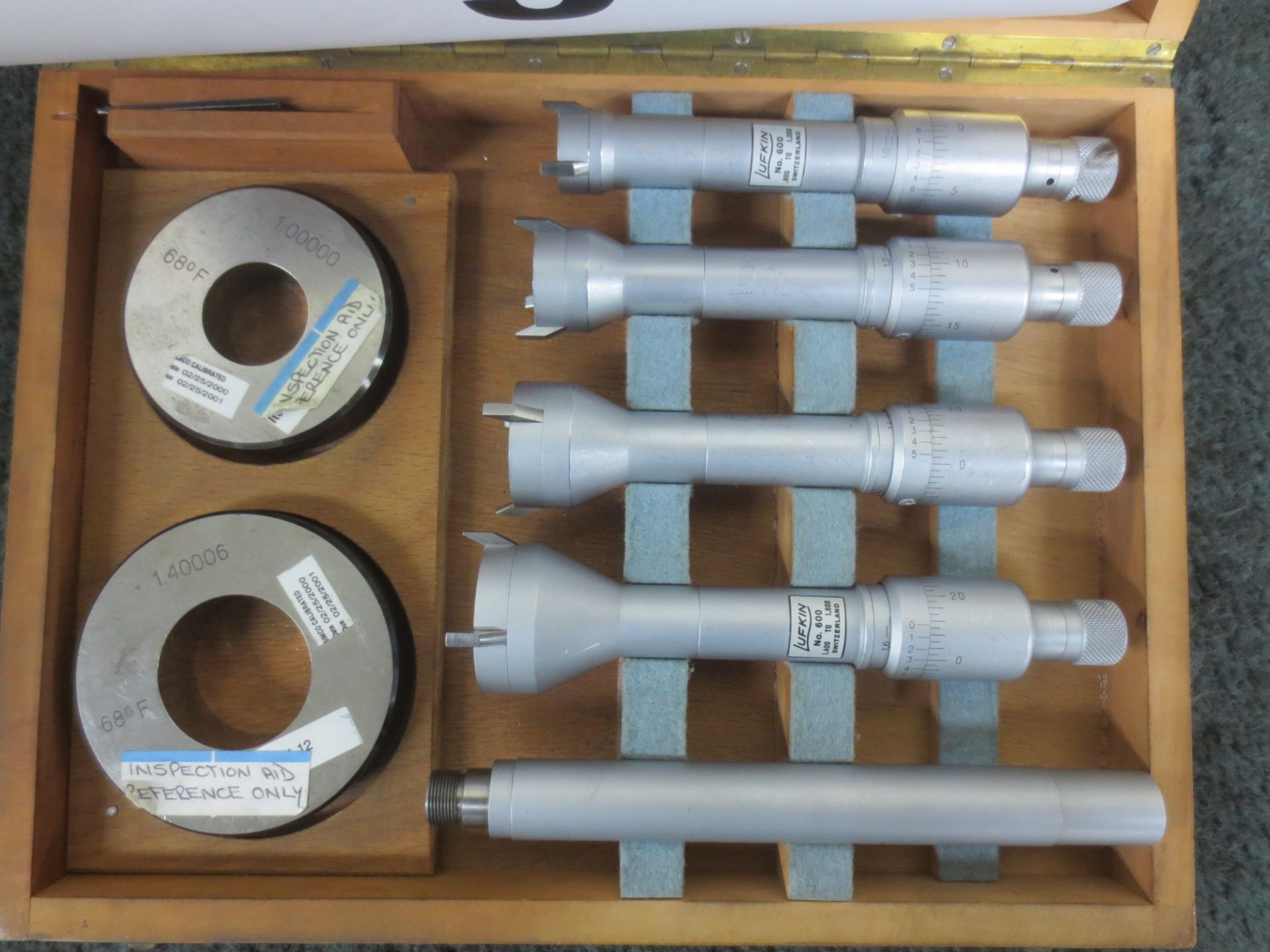 Switzerland Lufkin 3-Point Intrimik Micrometers, No.600, .800 - 1.600, With Case - Image 2 of 2