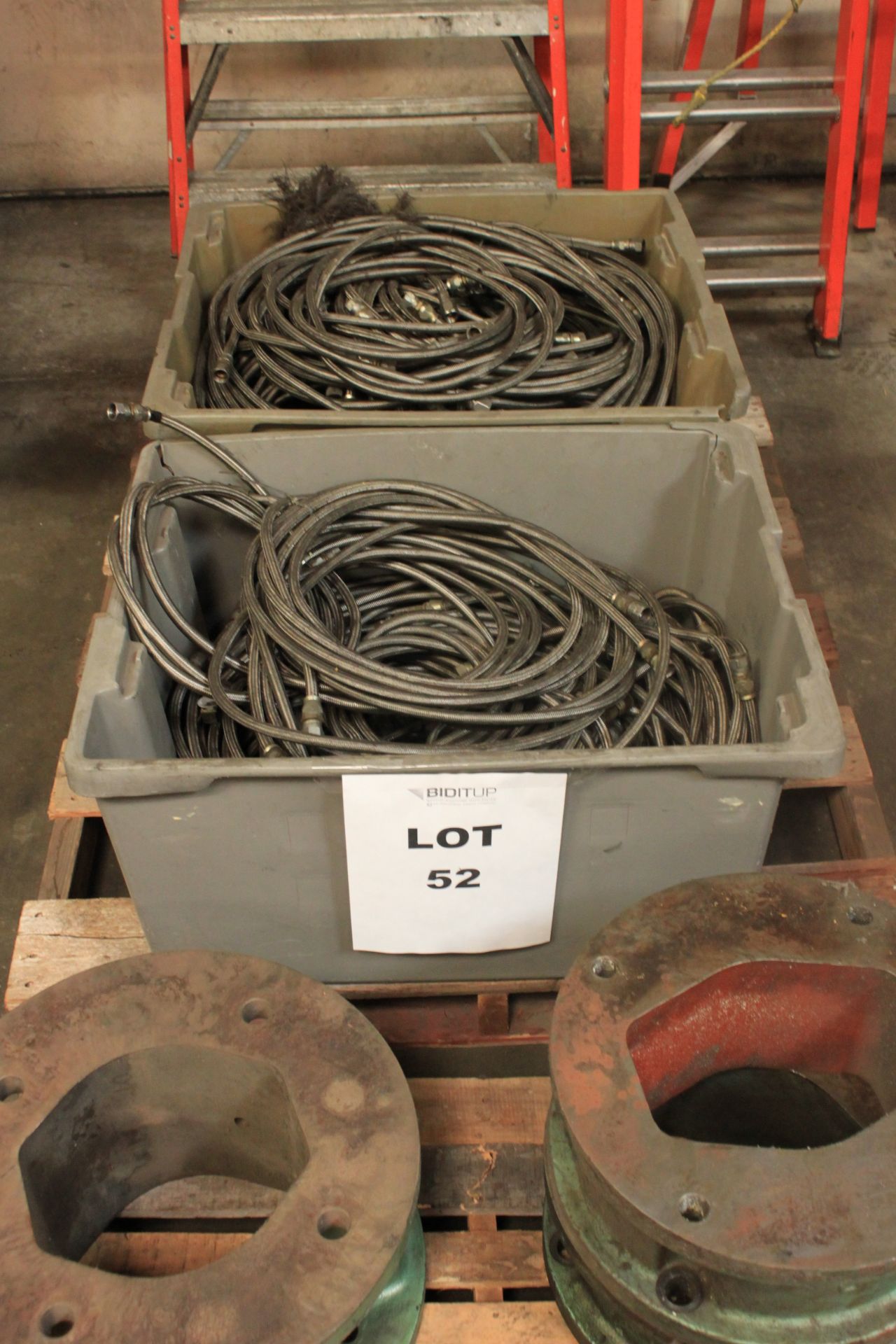 (2) Bins Full of Hydraulic Hoses w/ Fittings