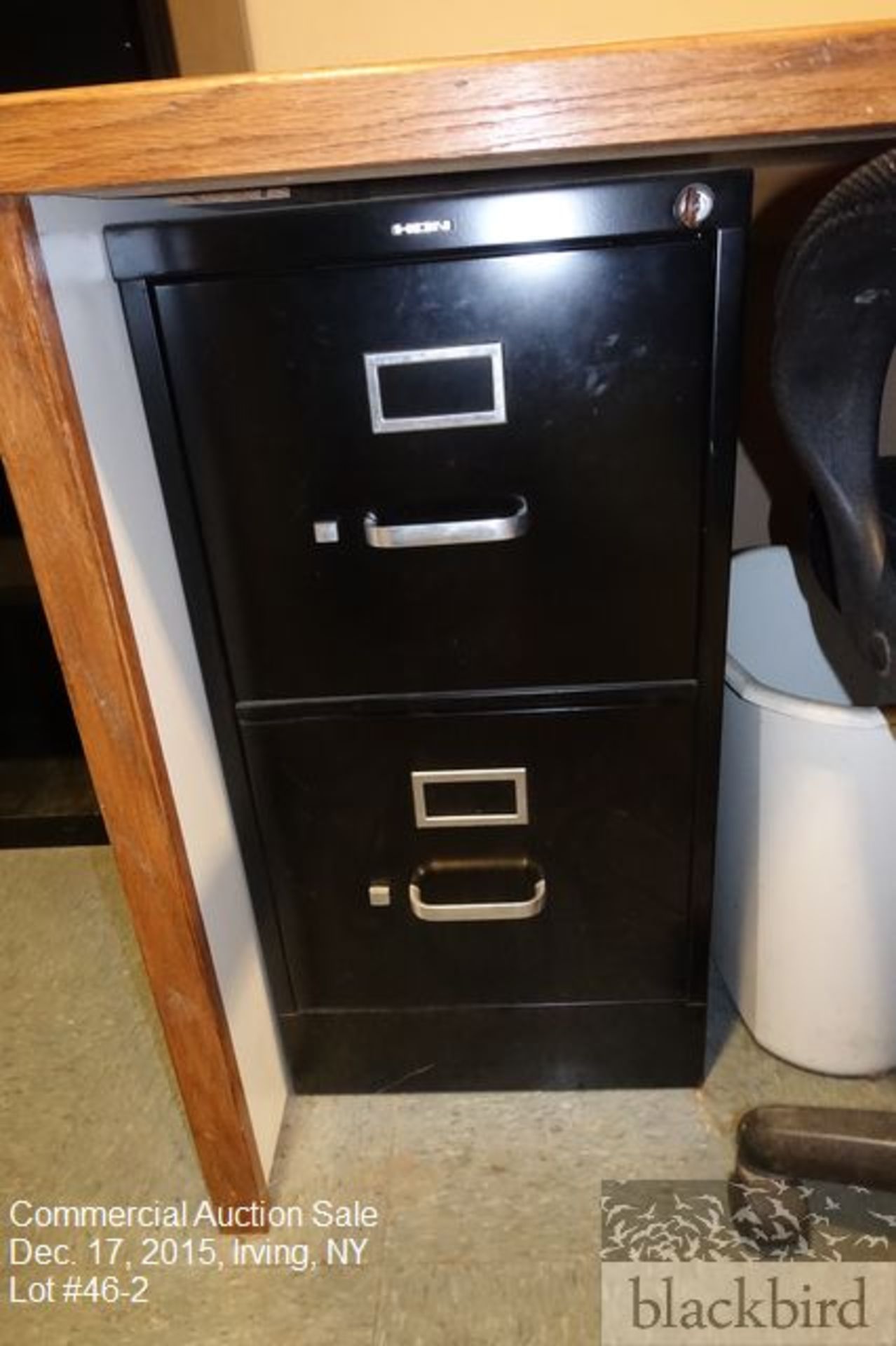 Lot- (9) Hon 2 drawer locking (with keys) file cabinets with 34' of desk top - Image 3 of 4