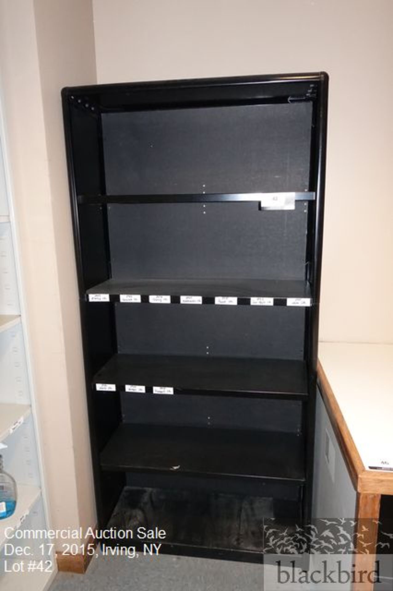 Black shelf unit, 67" x 32" x 14"