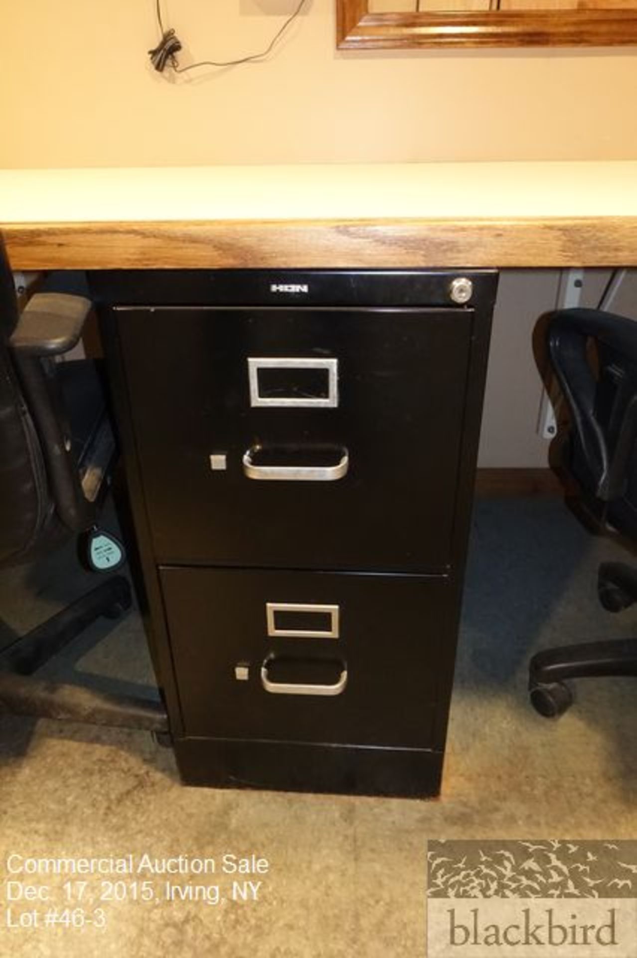 Lot- (9) Hon 2 drawer locking (with keys) file cabinets with 34' of desk top - Image 4 of 4