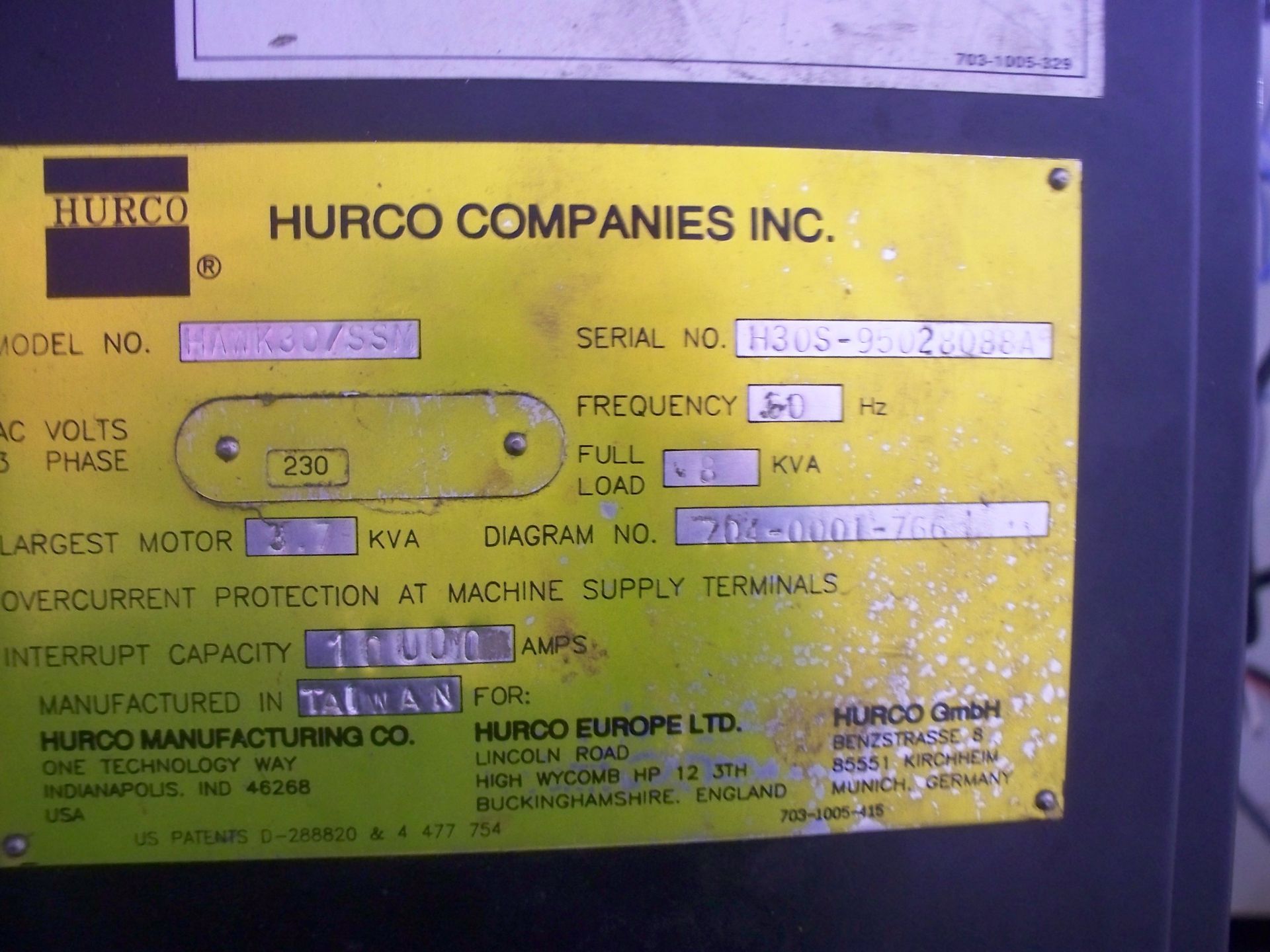 1998 Hurco Hawk 30 CNC Mill - Image 9 of 9