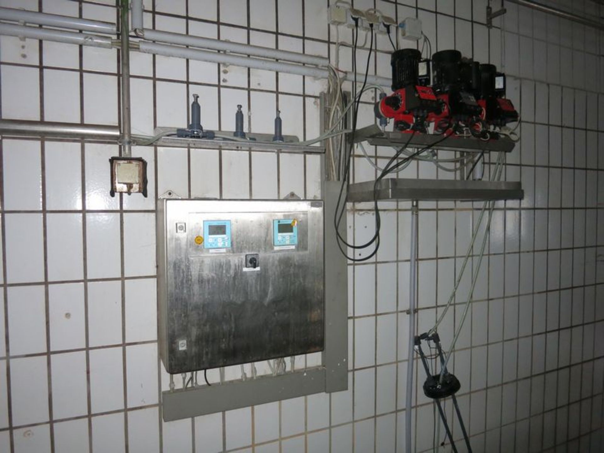 Jesco  dosing station , mounted on wall  [Location: Bldg 23.]