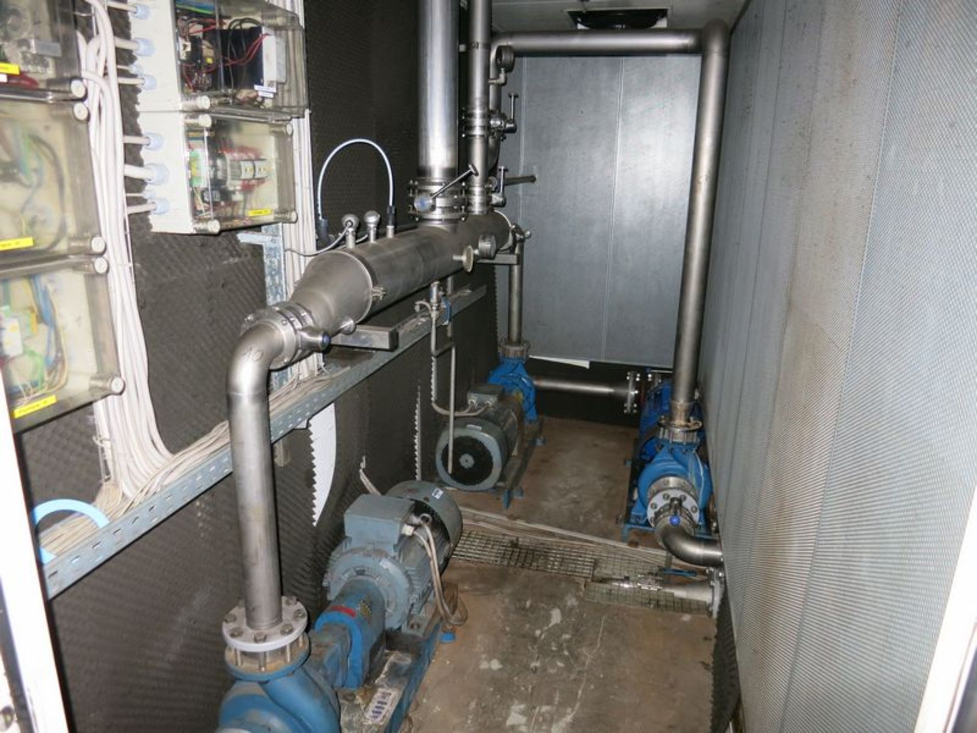 Water pumps, Gotz, Lowara and Sterling, with connecting stainless pipe & valves  [Location: Bldg - Image 4 of 5