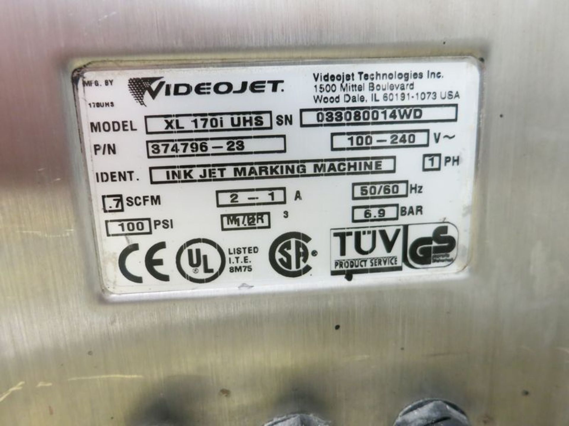 Video jet ink jet coder, model Excel 170i UHS, s/n 033080014WD &  010080014WD, [Location: Bldg 19.] - Image 2 of 4