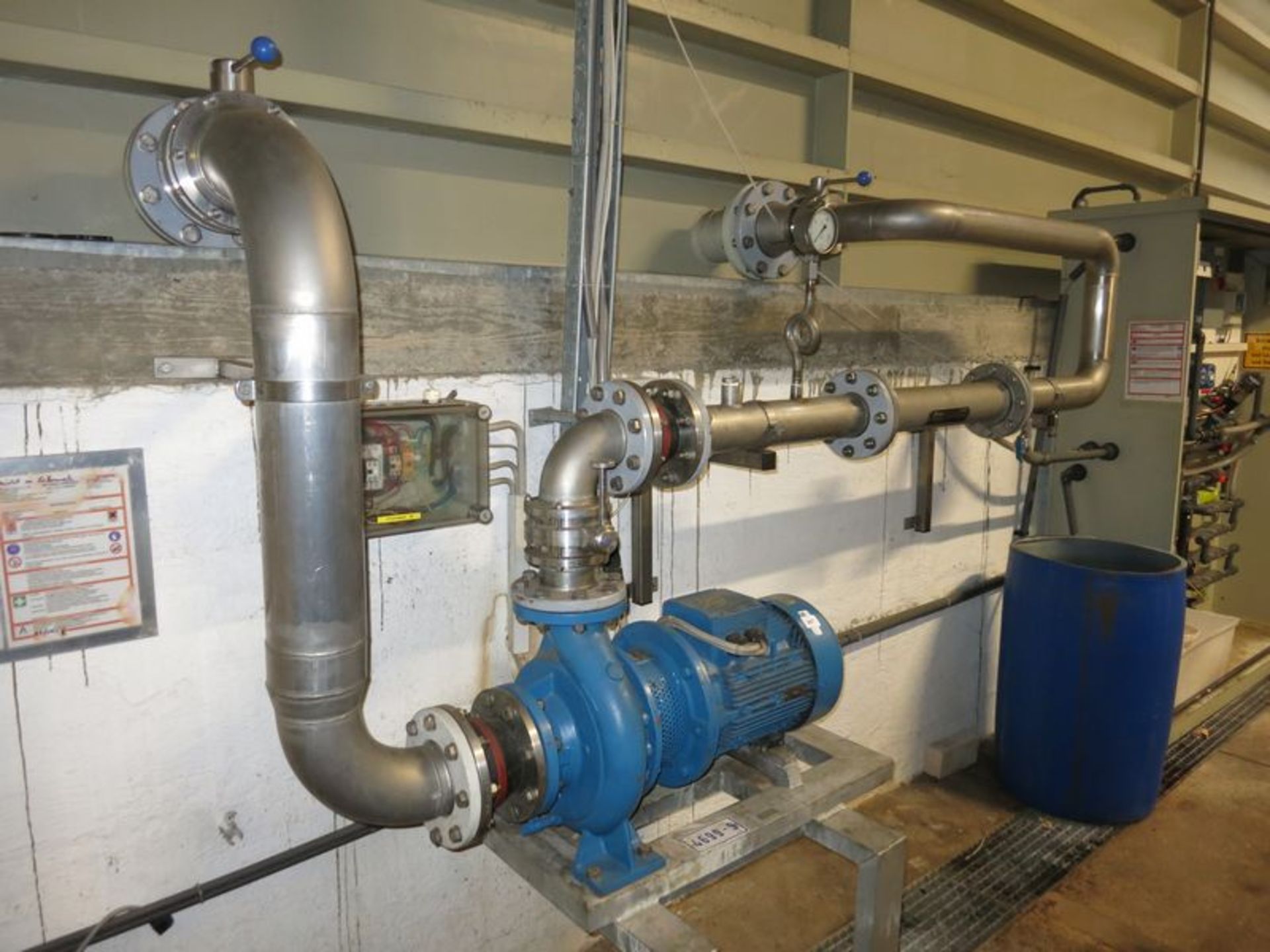 Water pumps, Gotz, Lowara and Sterling, with connecting stainless pipe & valves  [Location: Bldg - Image 2 of 5