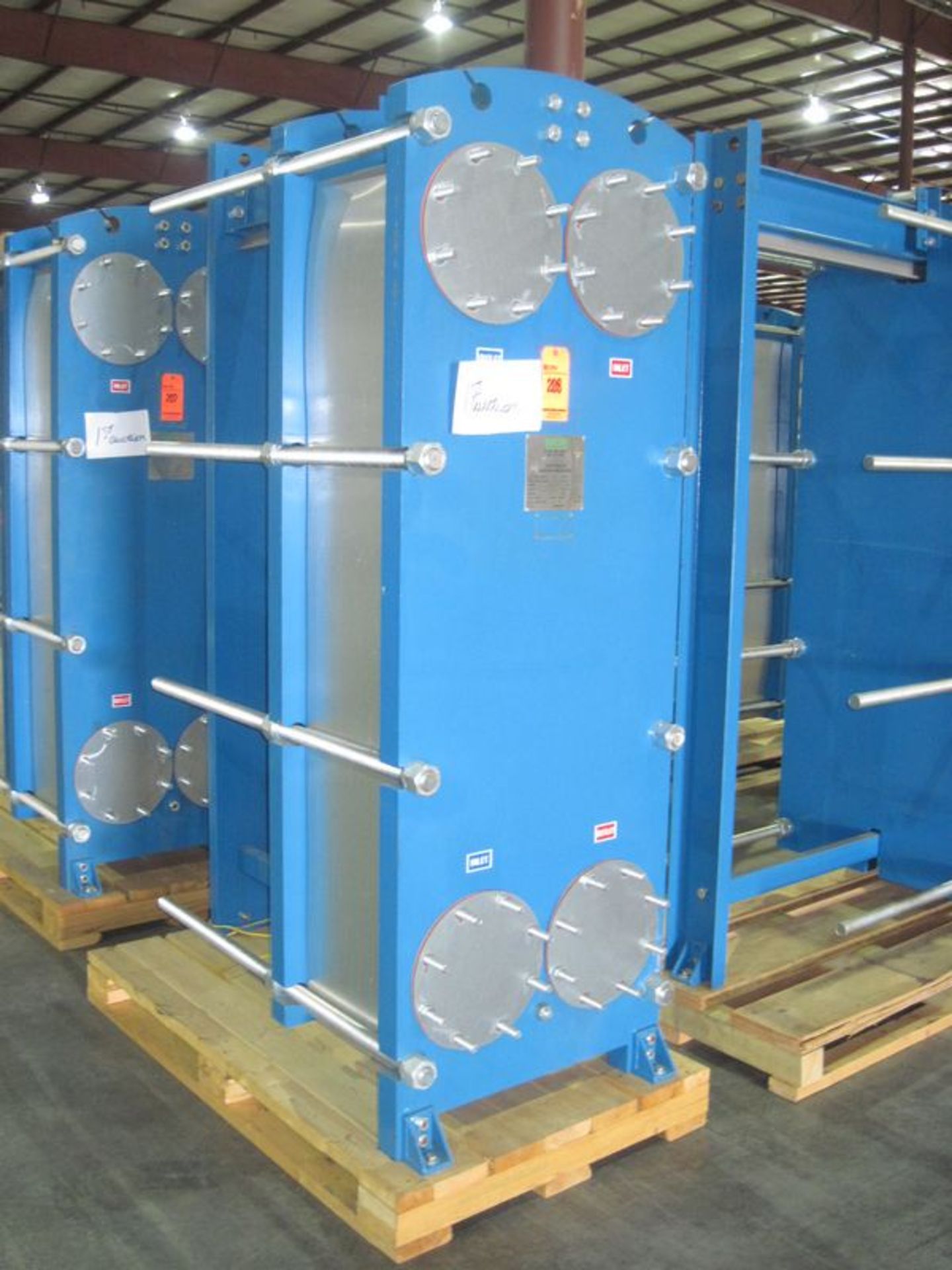 WCR plate heat exchanger, M/N WCRA891M, S/N 1589-20, stainless, MAWP (hot/cold), 150 psi @ 266 DegF,