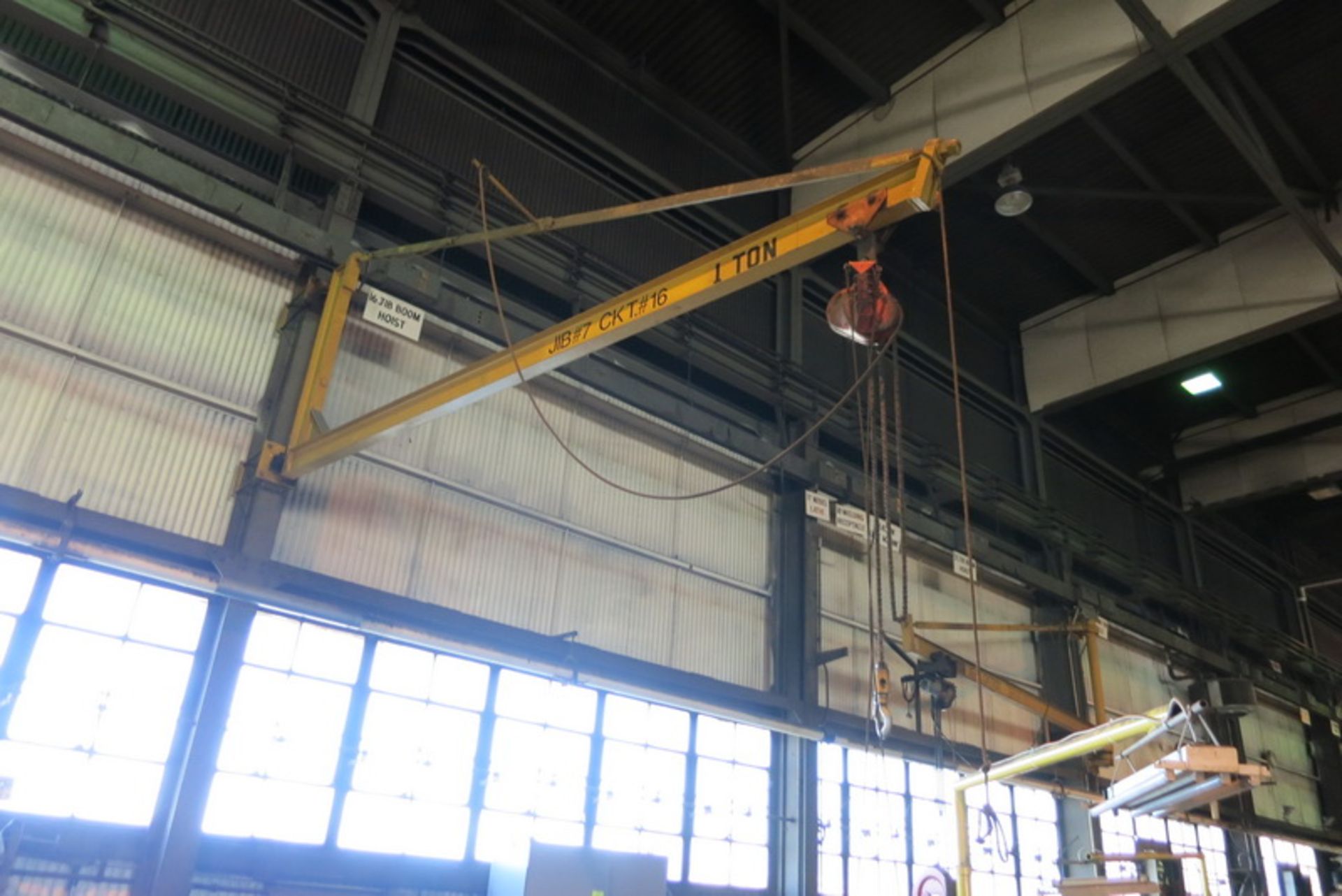 [Lot] (3) Electric hoists, in lathe area (booms subject to approval) - Image 3 of 3