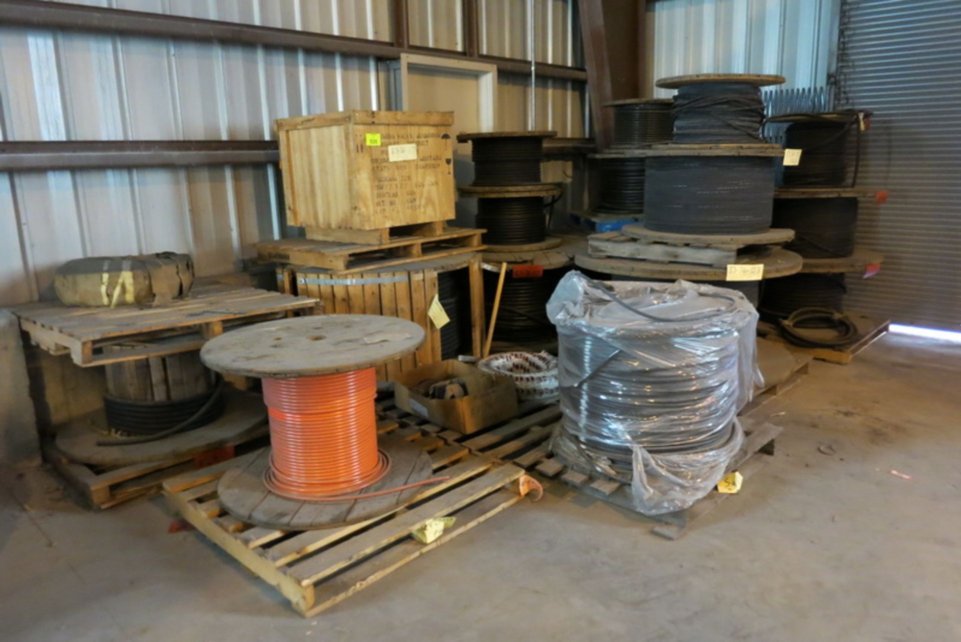 [Lot] (18) Spools of electrical wire and cables, 13 pallets