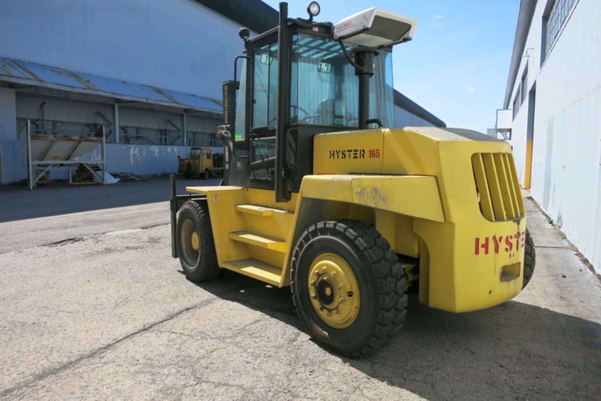 Hyster forklift, model 165X, s/n E007D04415X, single stage mast, 100" lift, solid tire, diesel (43 - Image 2 of 3