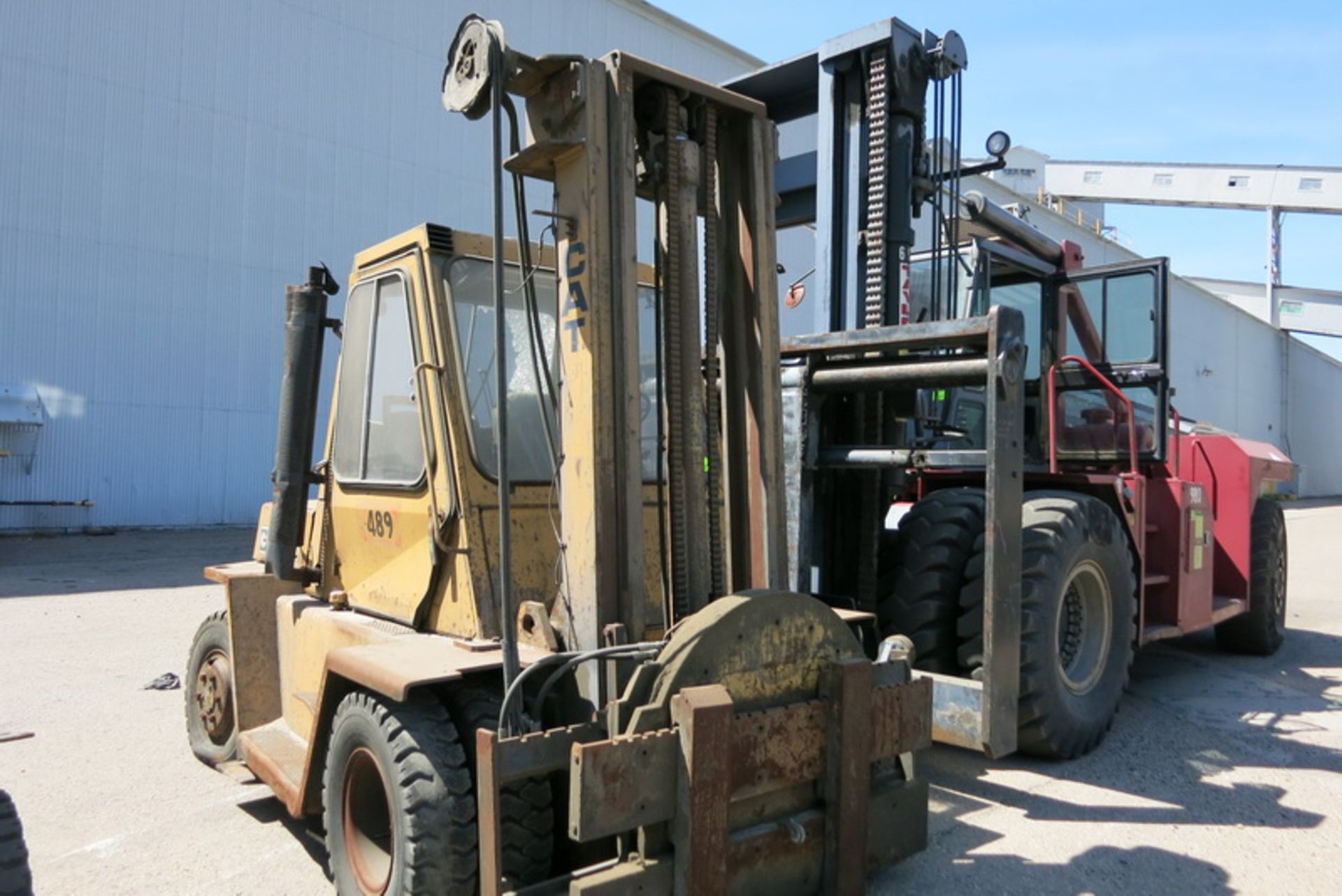 Caterpillar forklift, model V150, s/n 13V017330, 15,000 lb. cap., 2 stage mast with rotator, 218"