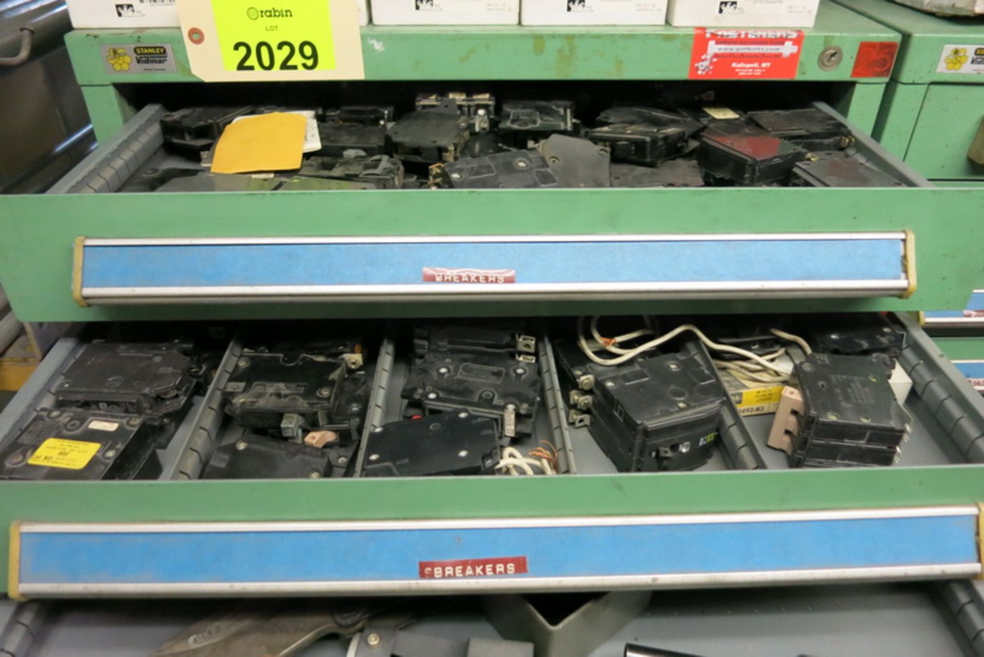 [Lot] Stanley Vidmar 10-drawer parts cabinet, with wire connectors, breakers - Image 2 of 4