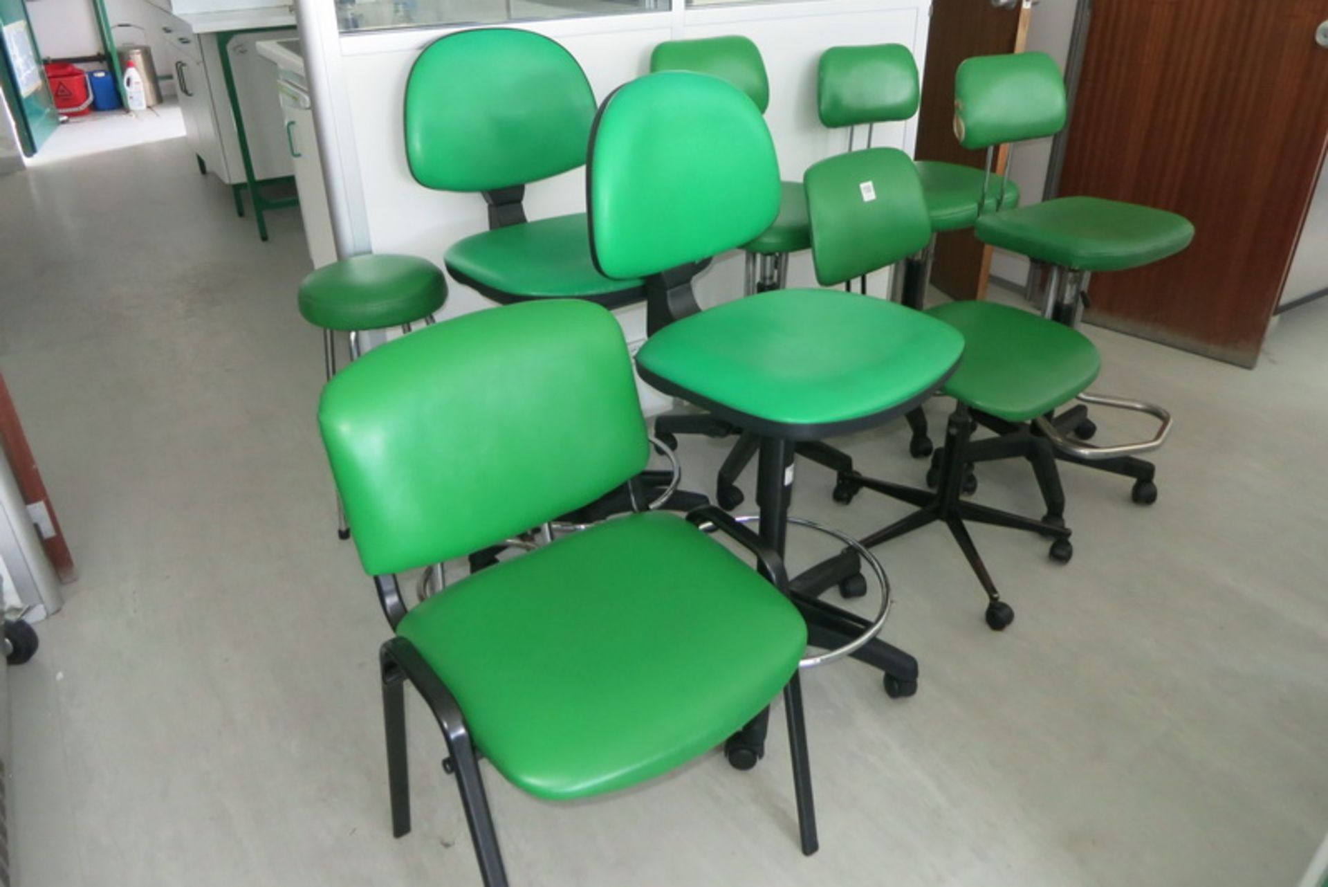 (10) Assorted stools & chairs, green