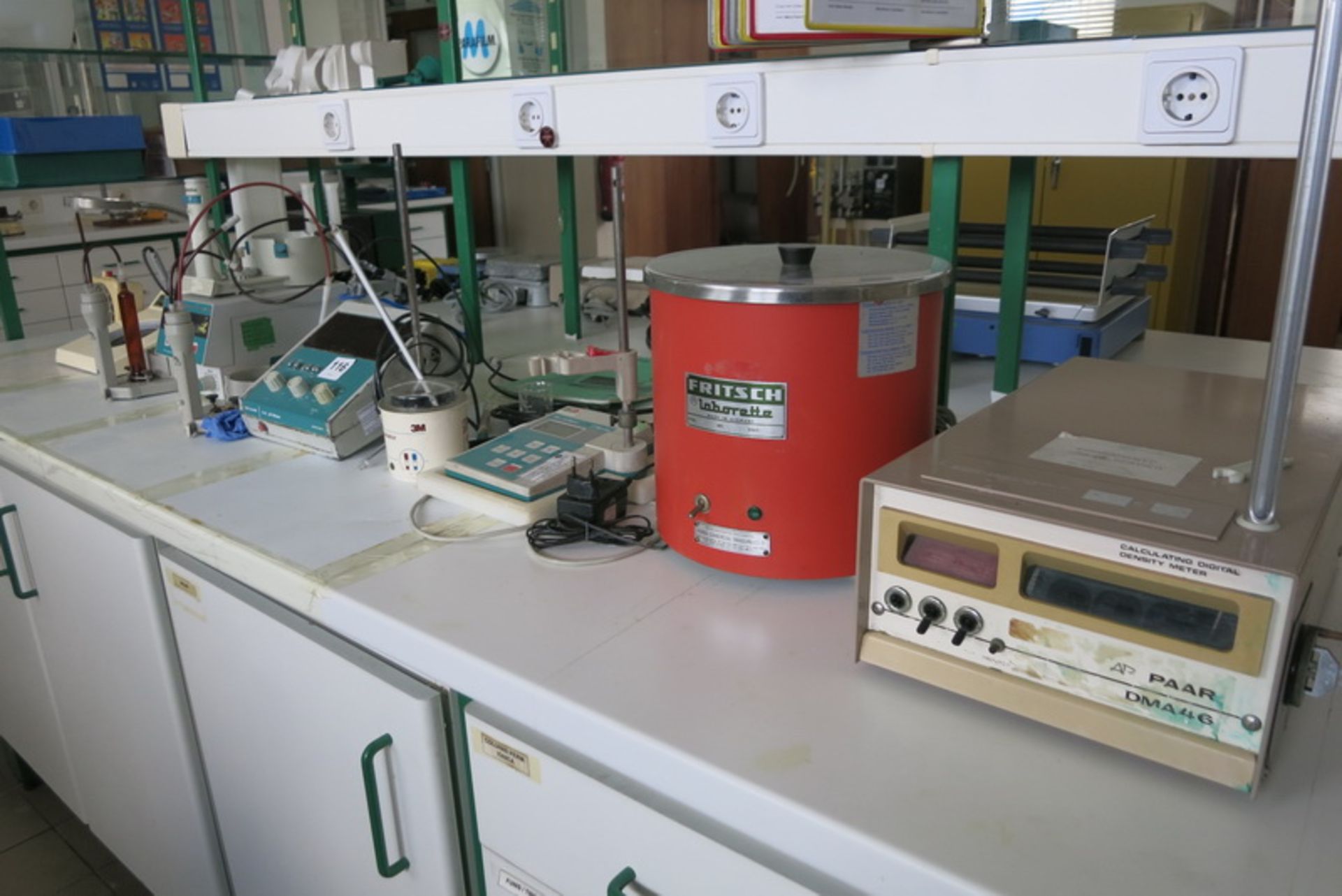 Lab equipment, including: (1) PAAR DMA 46 digital density meter, (1) Fritsch Laboreet water bath, (