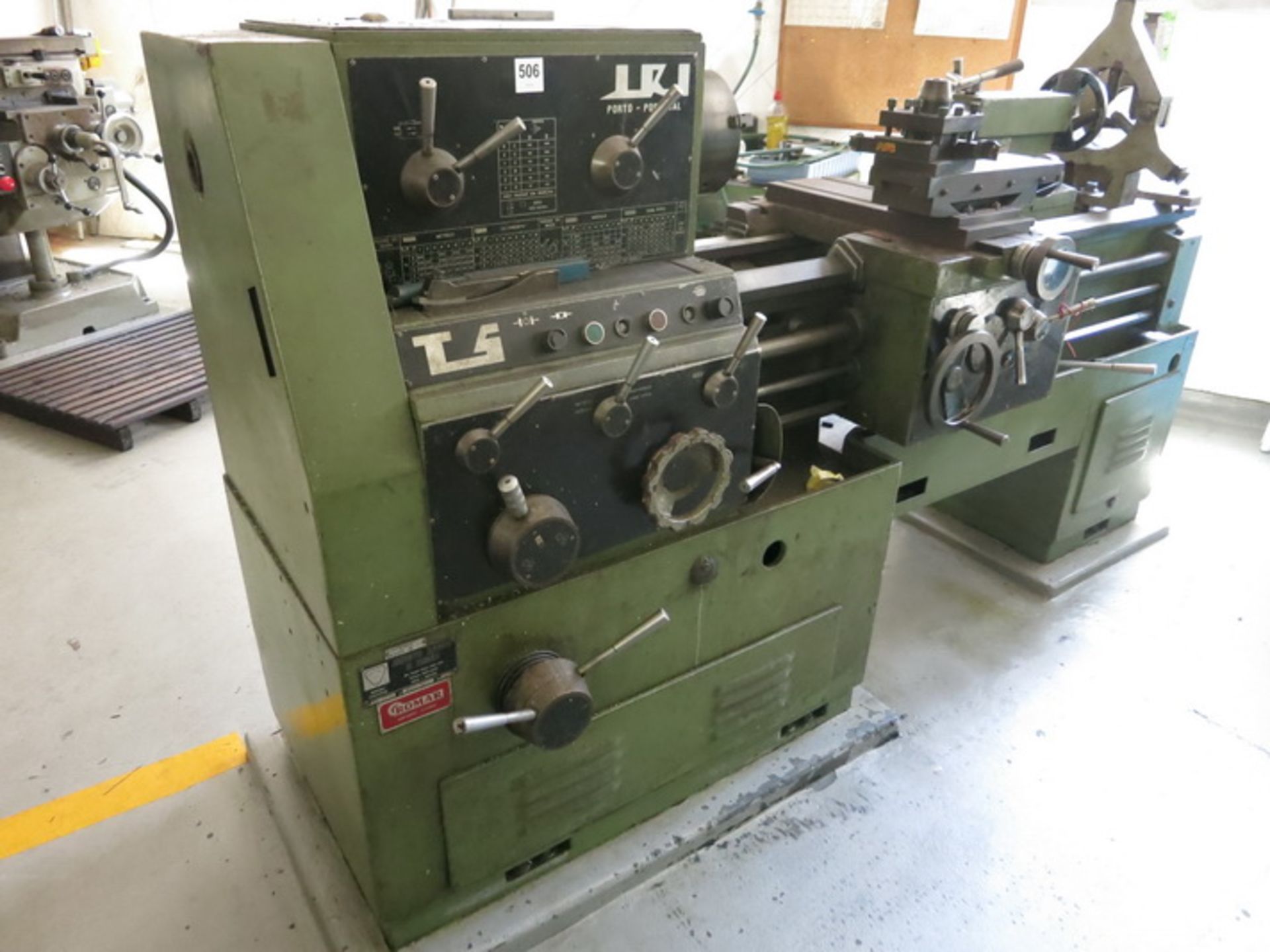 JRI lathe, model T5  10/12, s/n 4536/1584, with 3-jaw chuck, tool holder, center point, steady