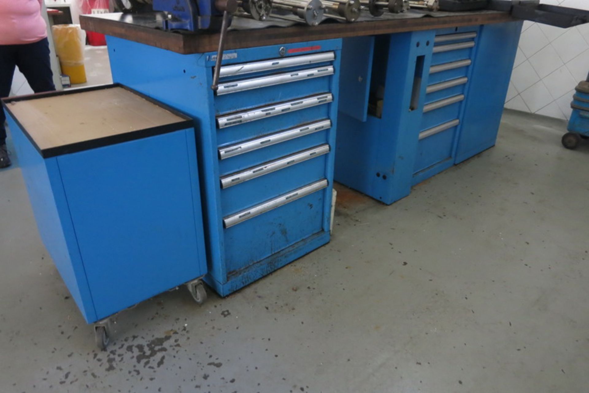 Lista work bench, with 3-parts drawers, (2) vises & mobile cabinet - Image 2 of 2