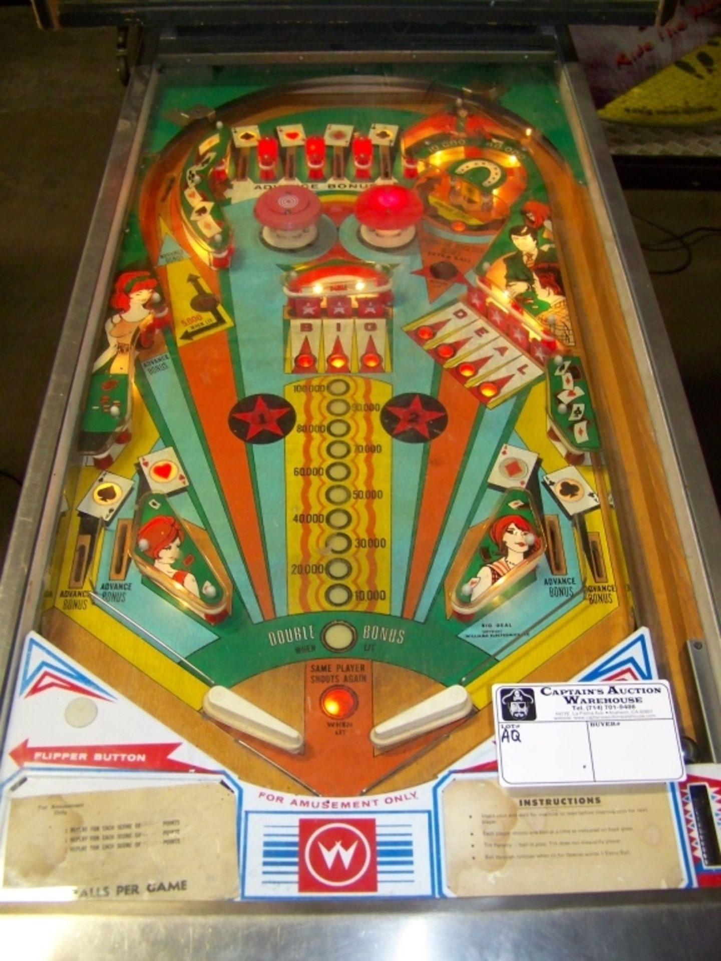 BIG DEAL CLASSIC PINBALL MACHINE WILLIAMS - Image 6 of 6