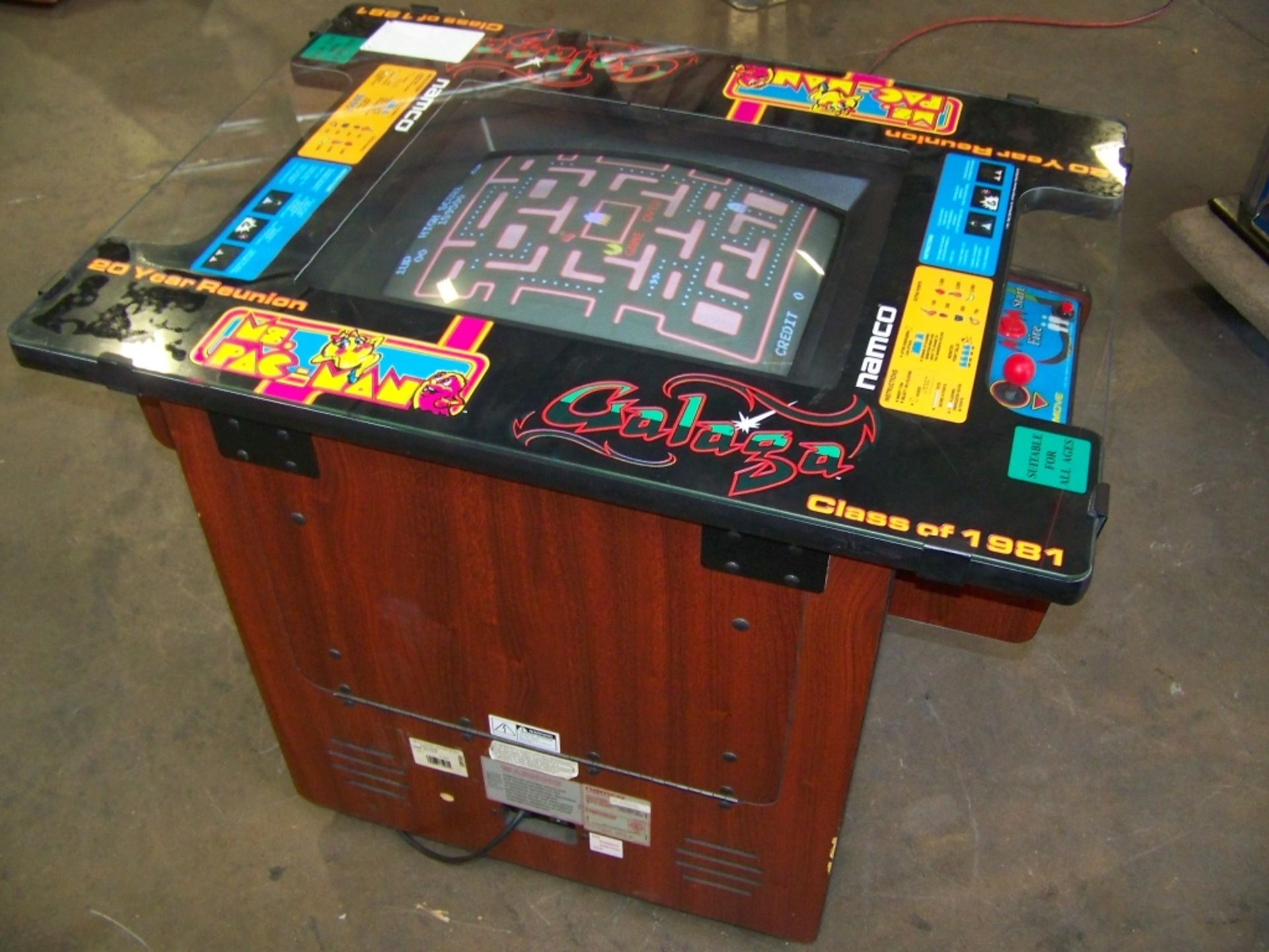 MS PACMAN GALAGA CLASS OF 1981 NAMCO ARCADE TABLE - Image 6 of 7