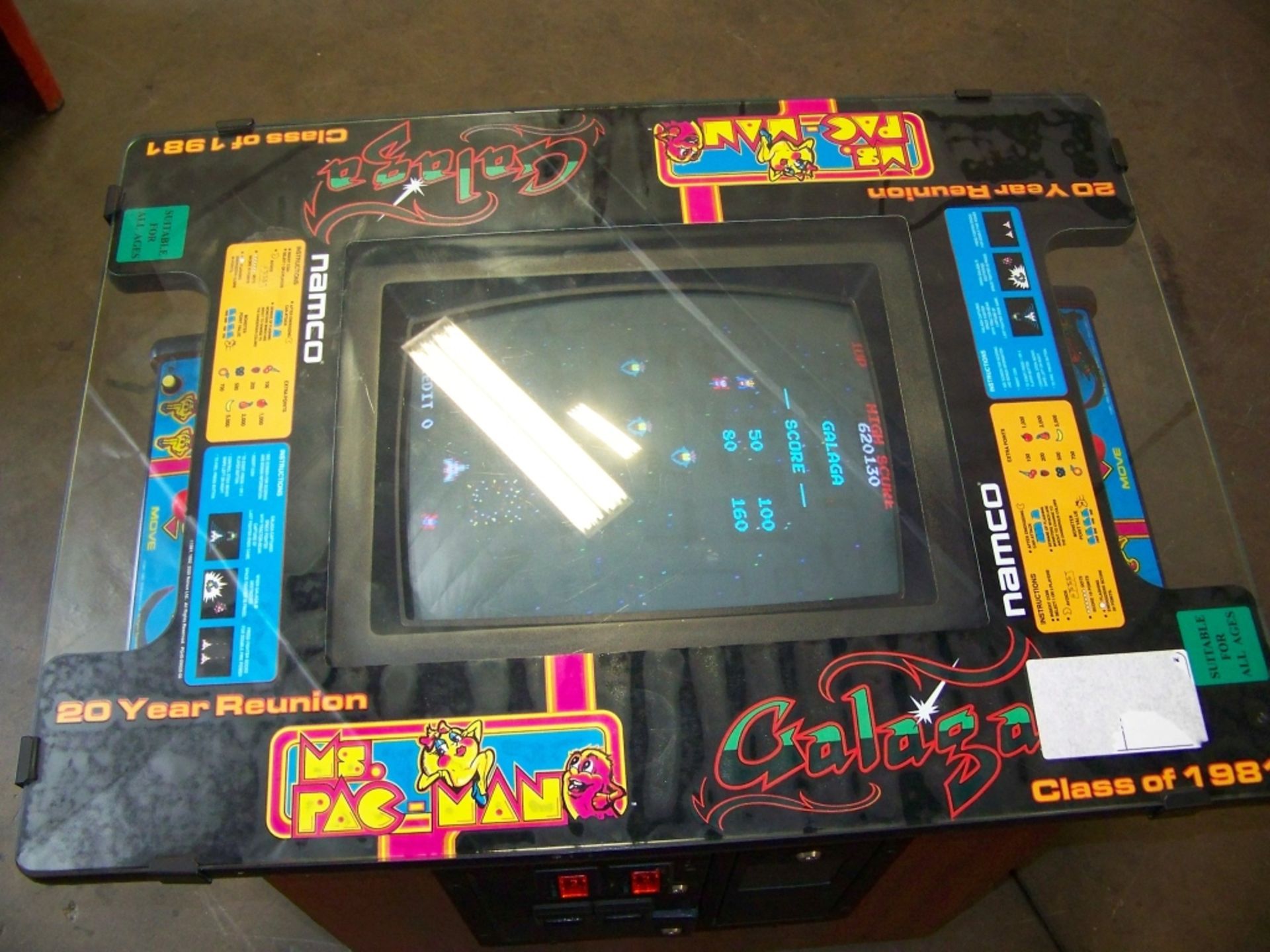 MS PACMAN GALAGA CLASS OF 1981 NAMCO ARCADE TABLE - Image 2 of 7