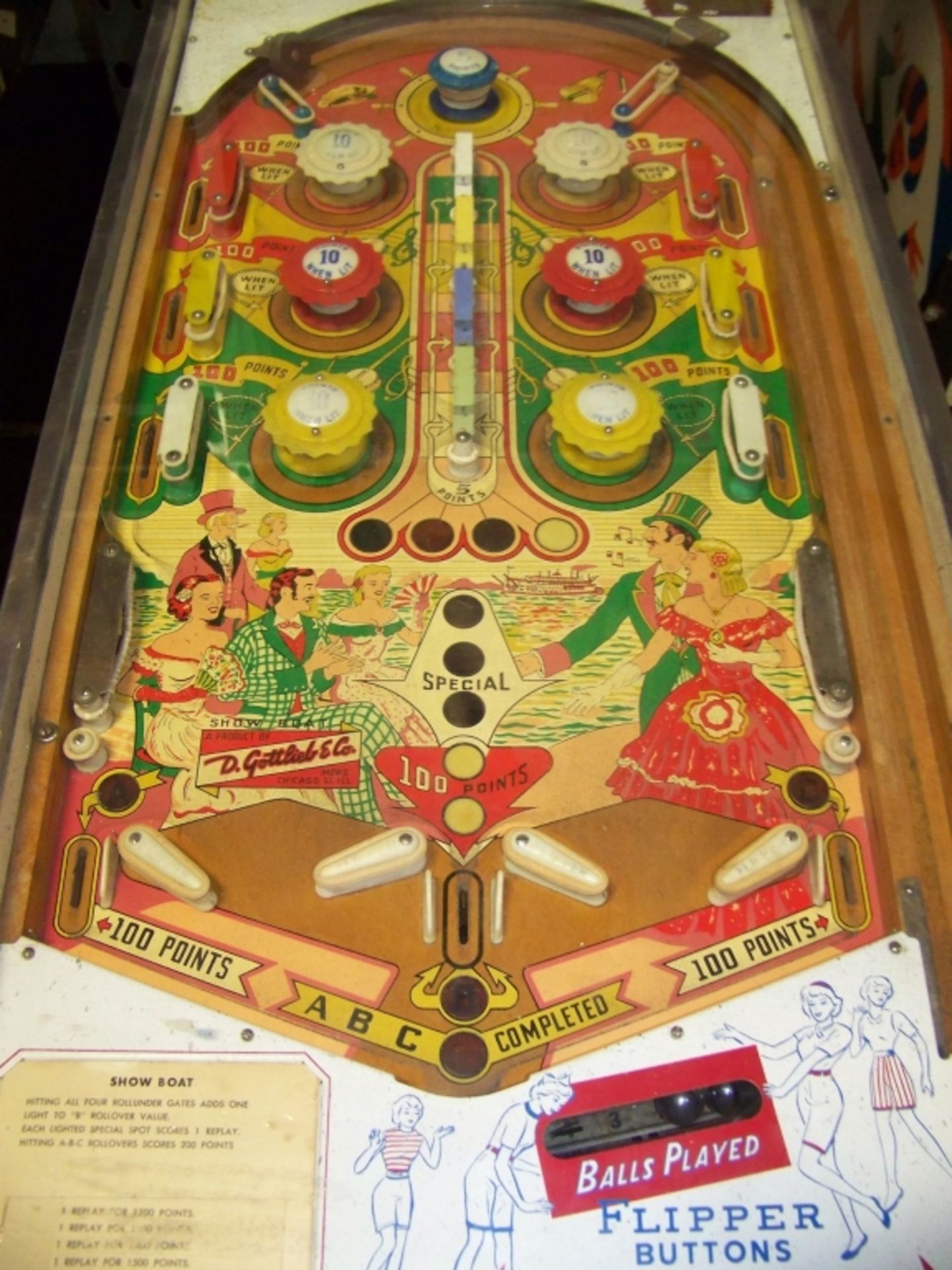 SHOW BOAT WEDGE HEAD PINBALL 1961 GOTTLIEB - Image 9 of 9