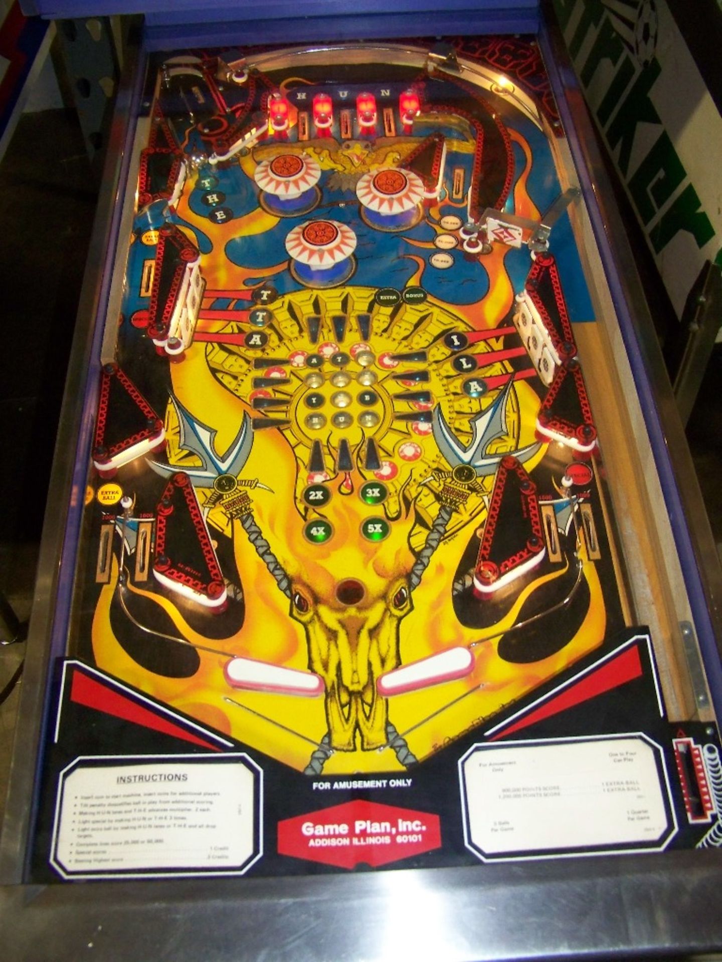 ATTILA THE HUN PINBALL MACHINE 1984 GAME PLAN - Image 3 of 8