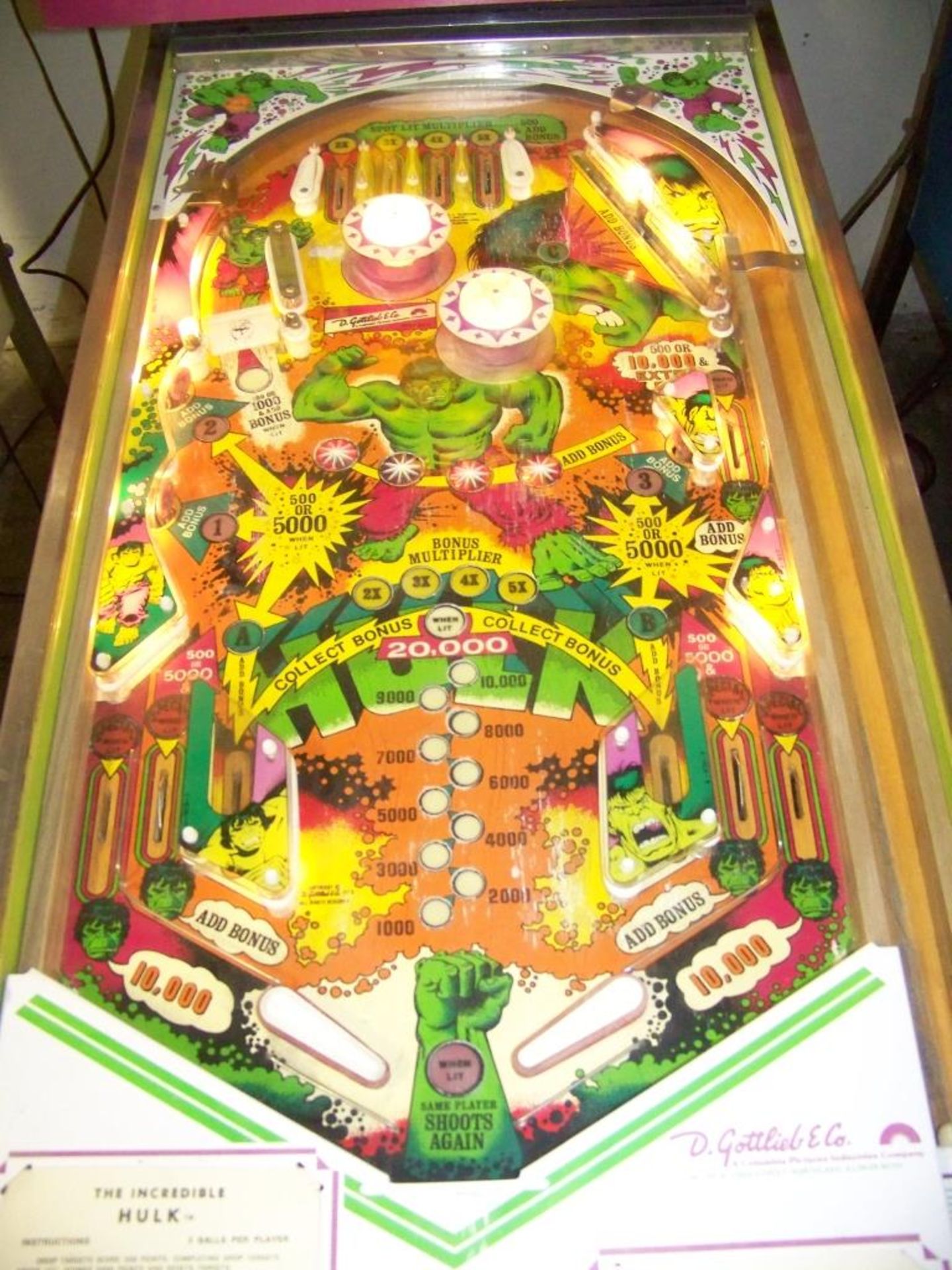 MARVEL'S THE INCREDIBLE HULK PINBALL MACHINE 1979 - Image 9 of 9