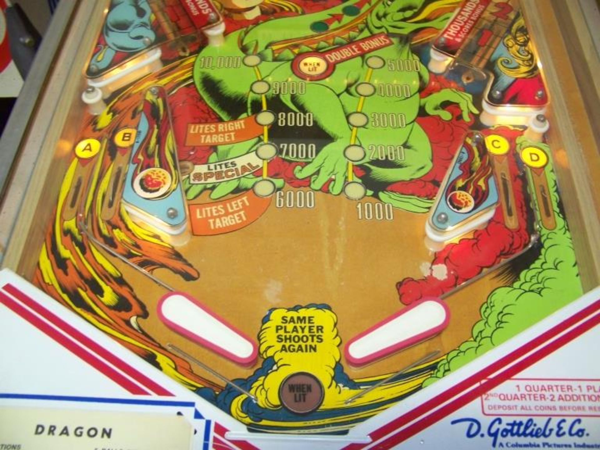 DRAGON PINBALL MACHINE ELCTRO MECHANICAL GOTTLIEB - Image 14 of 14