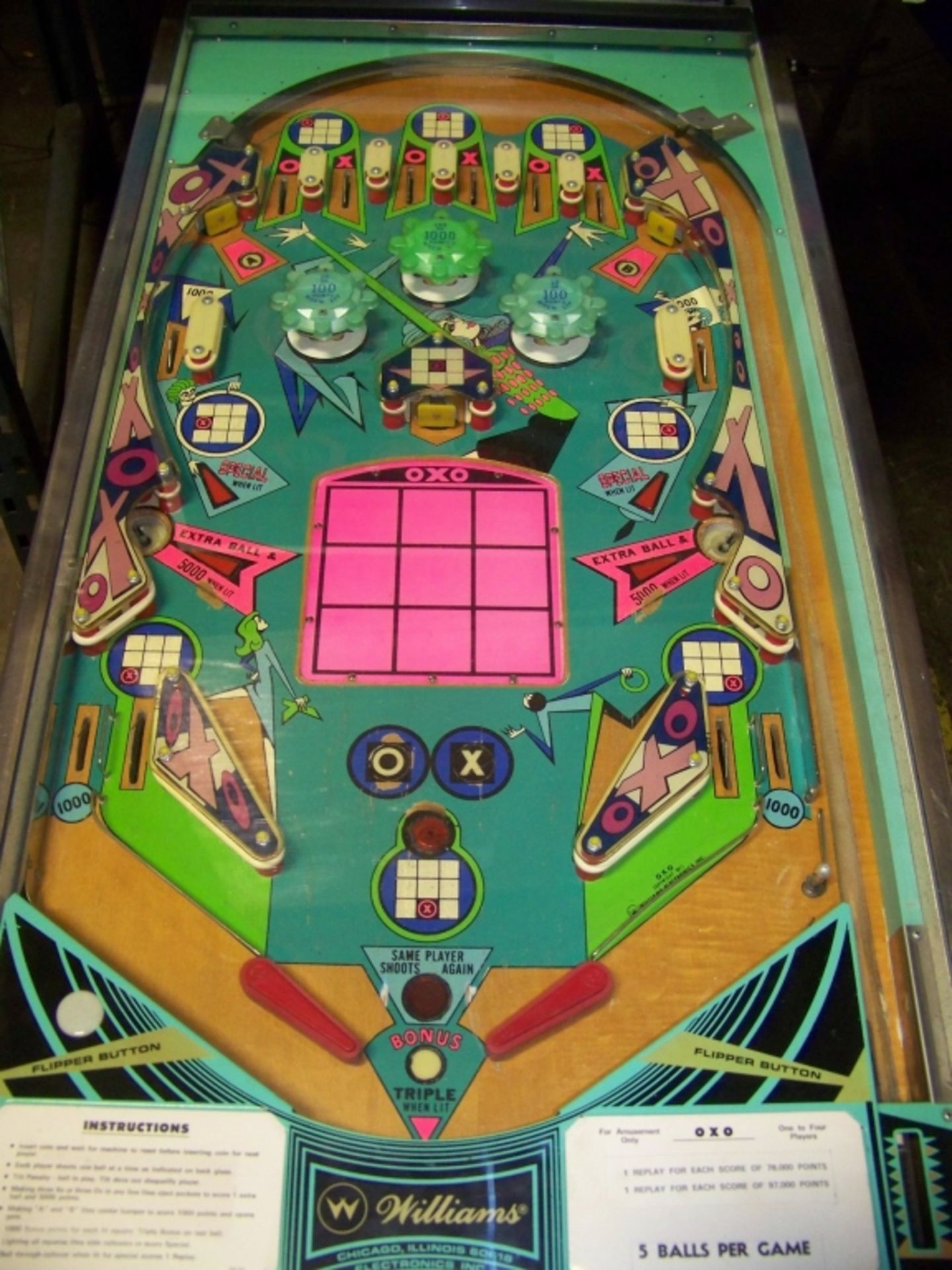 OXO PINBALL MACHINE 1973 WILLIAMS - Image 3 of 5