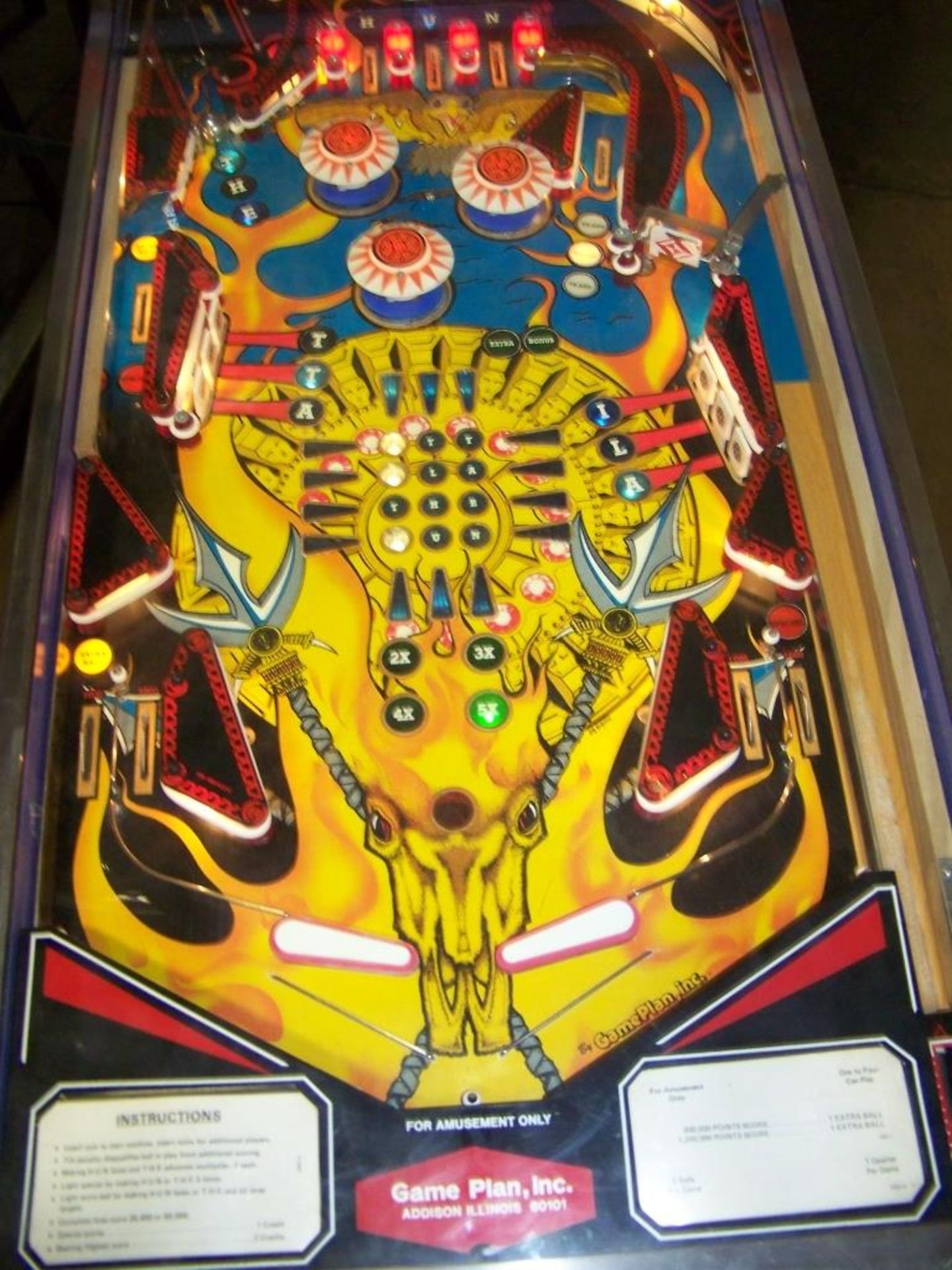 ATTILA THE HUN PINBALL MACHINE 1984 GAME PLAN - Image 6 of 8