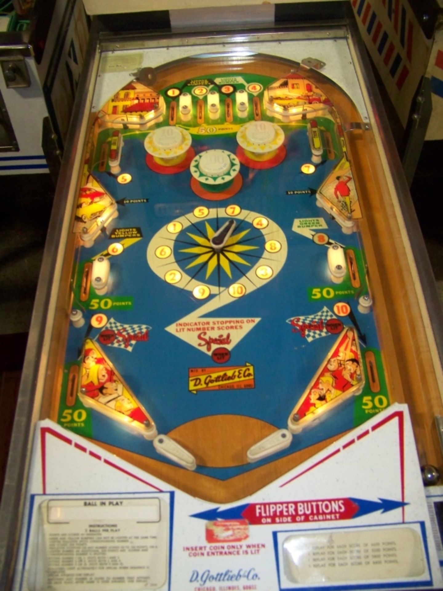 ROAD RACE PINBALL MACHINE 1969 GOTTLIEB WEDGE - Image 7 of 7