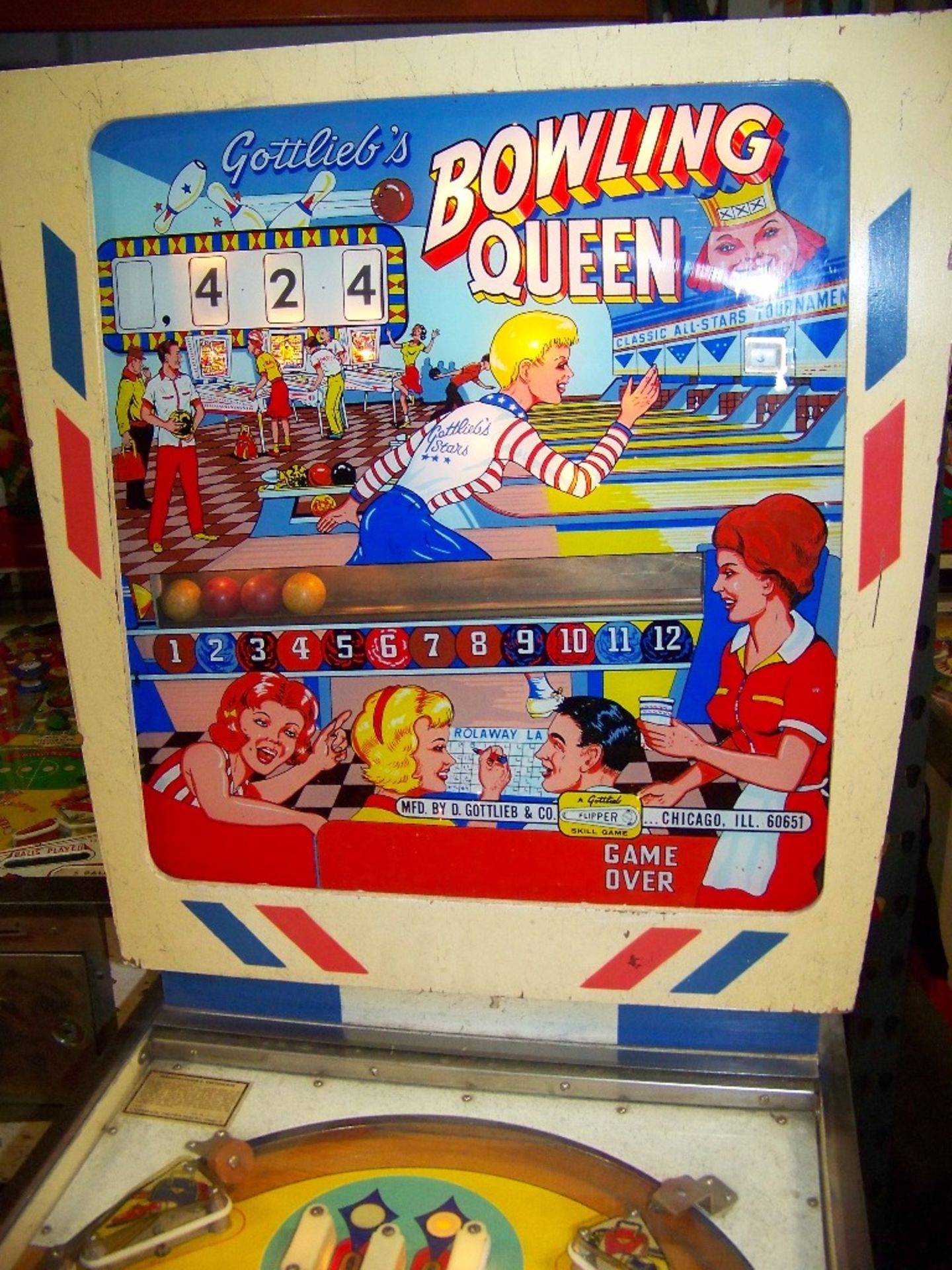 BOWLING QUEEN PINBALL MACHINE 1964 GOTTLIEB - Image 4 of 8