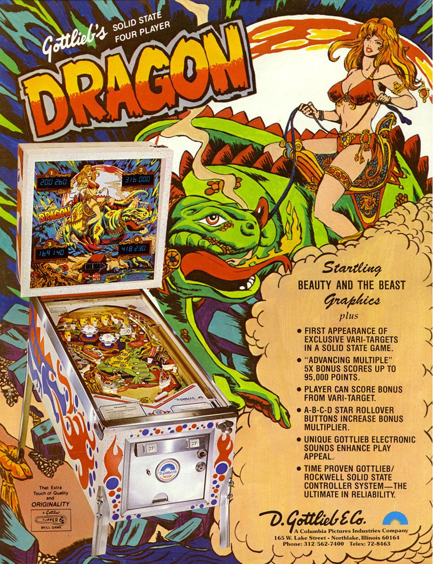 DRAGON PINBALL MACHINE ELCTRO MECHANICAL GOTTLIEB - Image 3 of 14