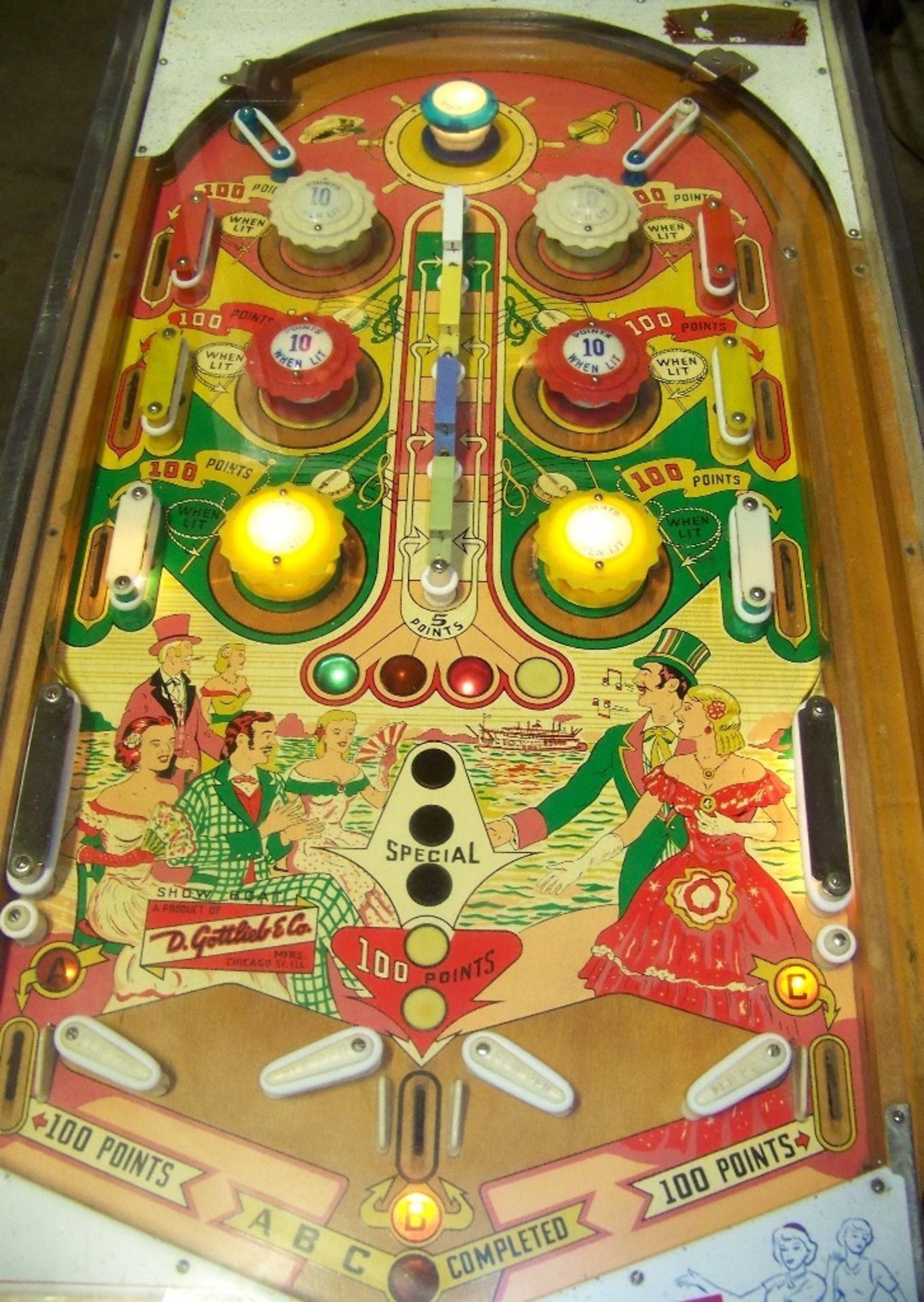 SHOW BOAT WEDGE HEAD PINBALL 1961 GOTTLIEB - Image 5 of 9