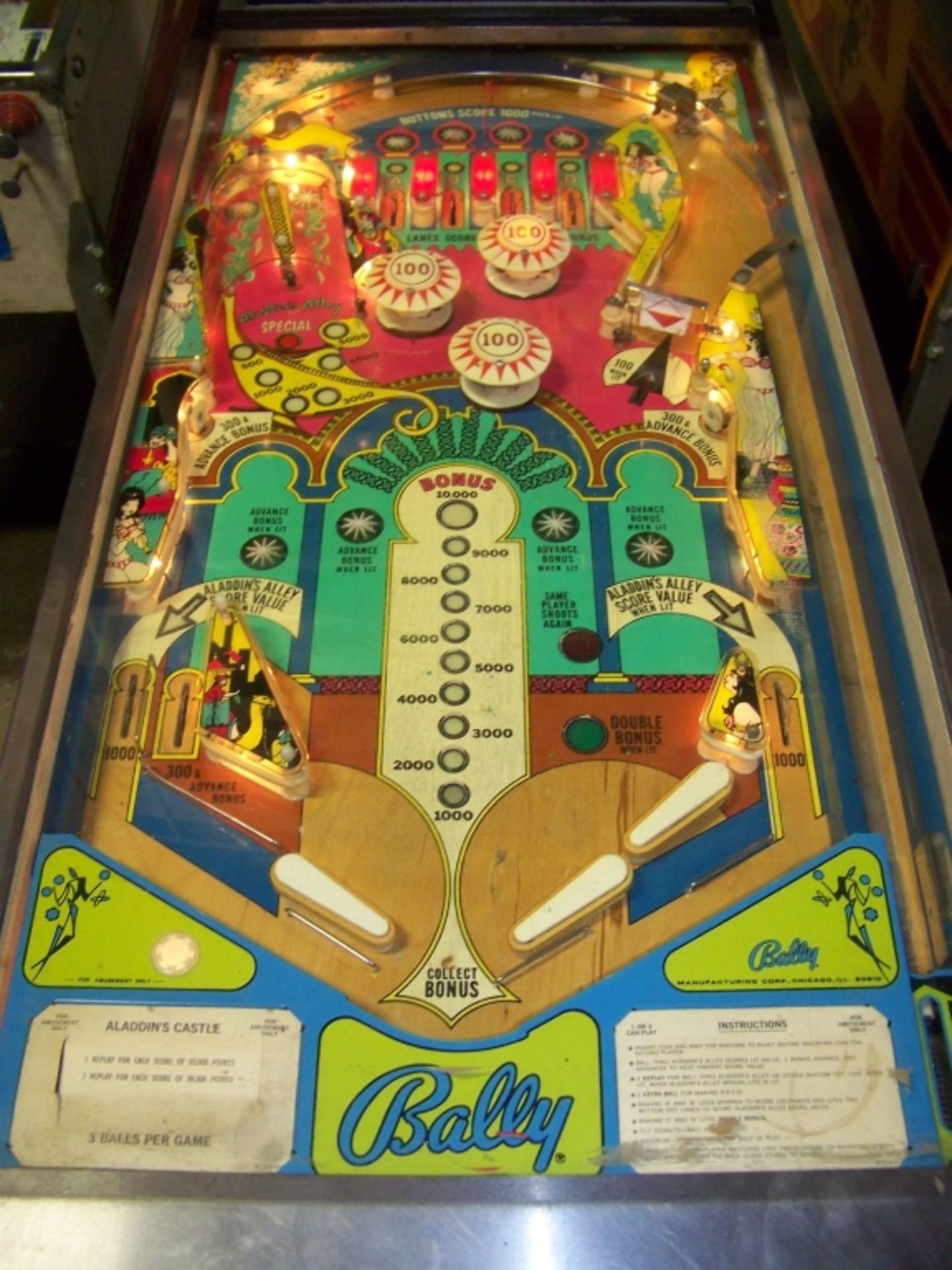 ALADDINS CASTLE PINBALL MACHINE 1976 BALLY - Image 9 of 11