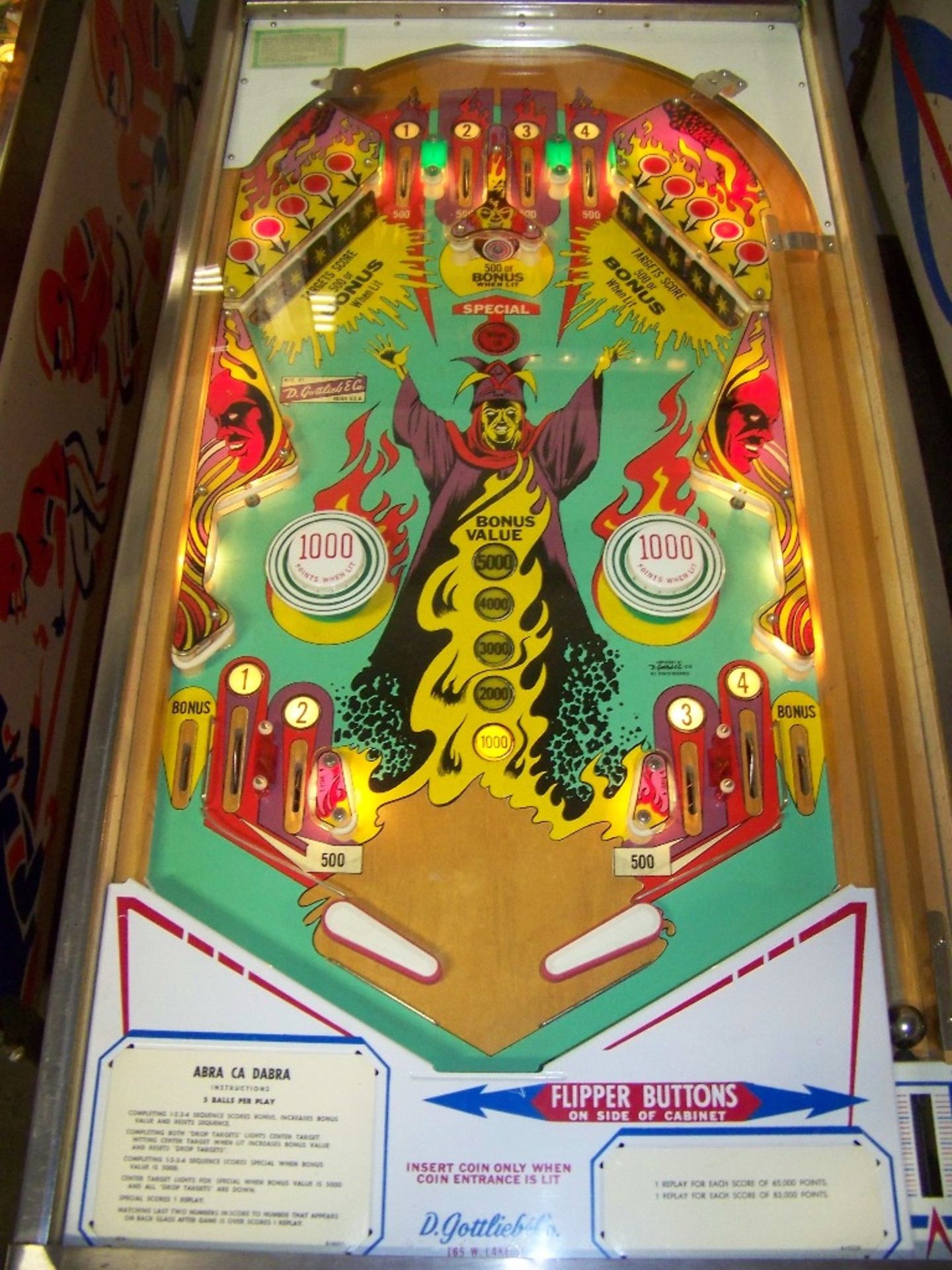 ABRA CA DABRA PINBALL MACHINE 1975 GOTTLIEB - Image 4 of 15