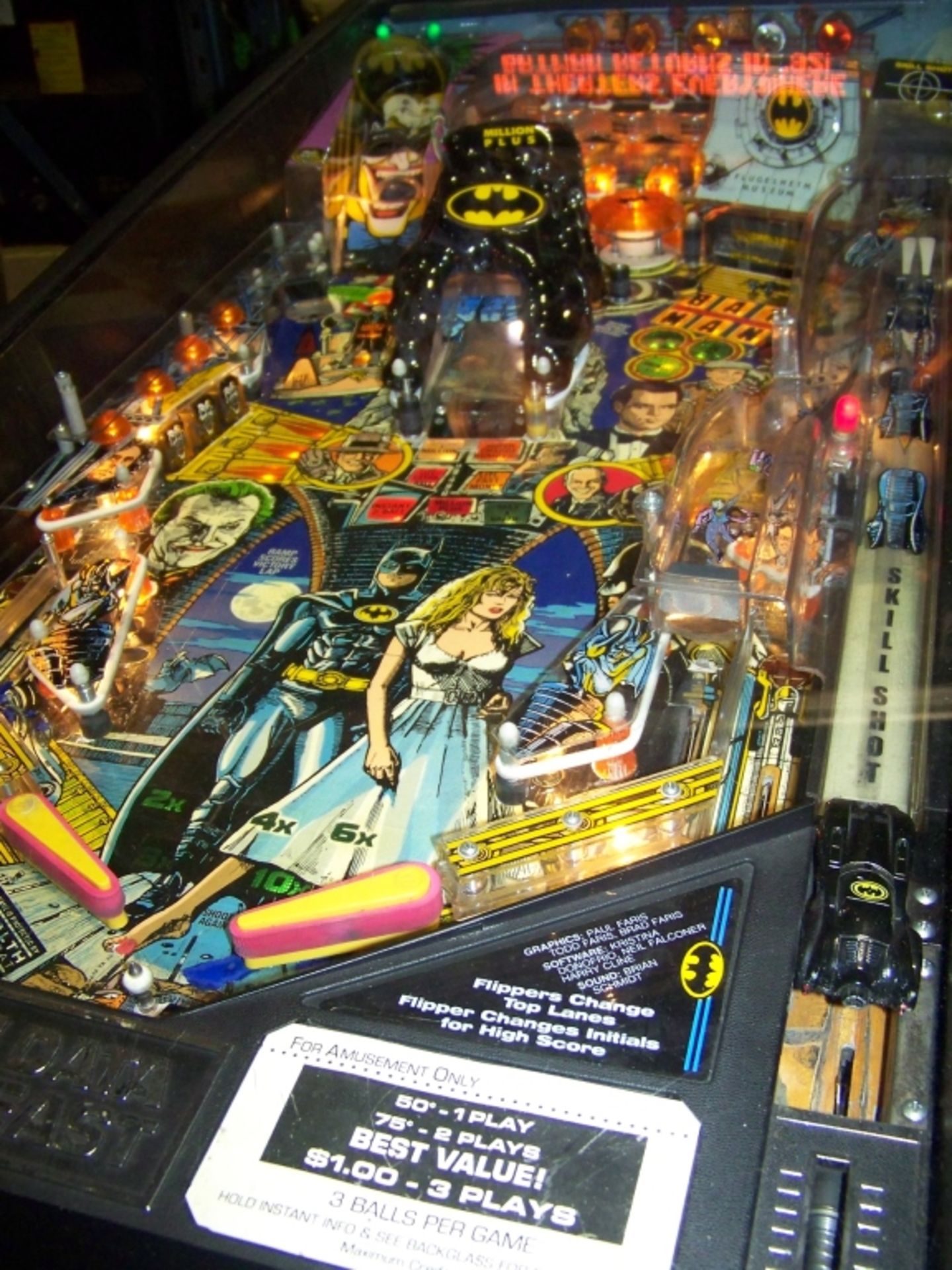 BATMAN PINBALL MACHINE W / TOPPER1991 DATA EAST - Image 6 of 13