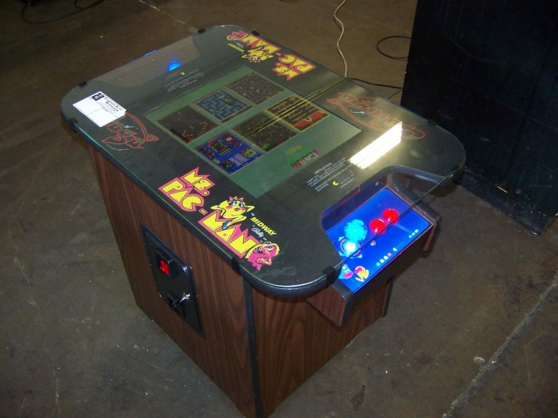 Check pictures for details.Â  NOTE: NEW CABINET. LCD MONITOR 60 CLASSIC GAMES IN 1 LIGHTED JOY