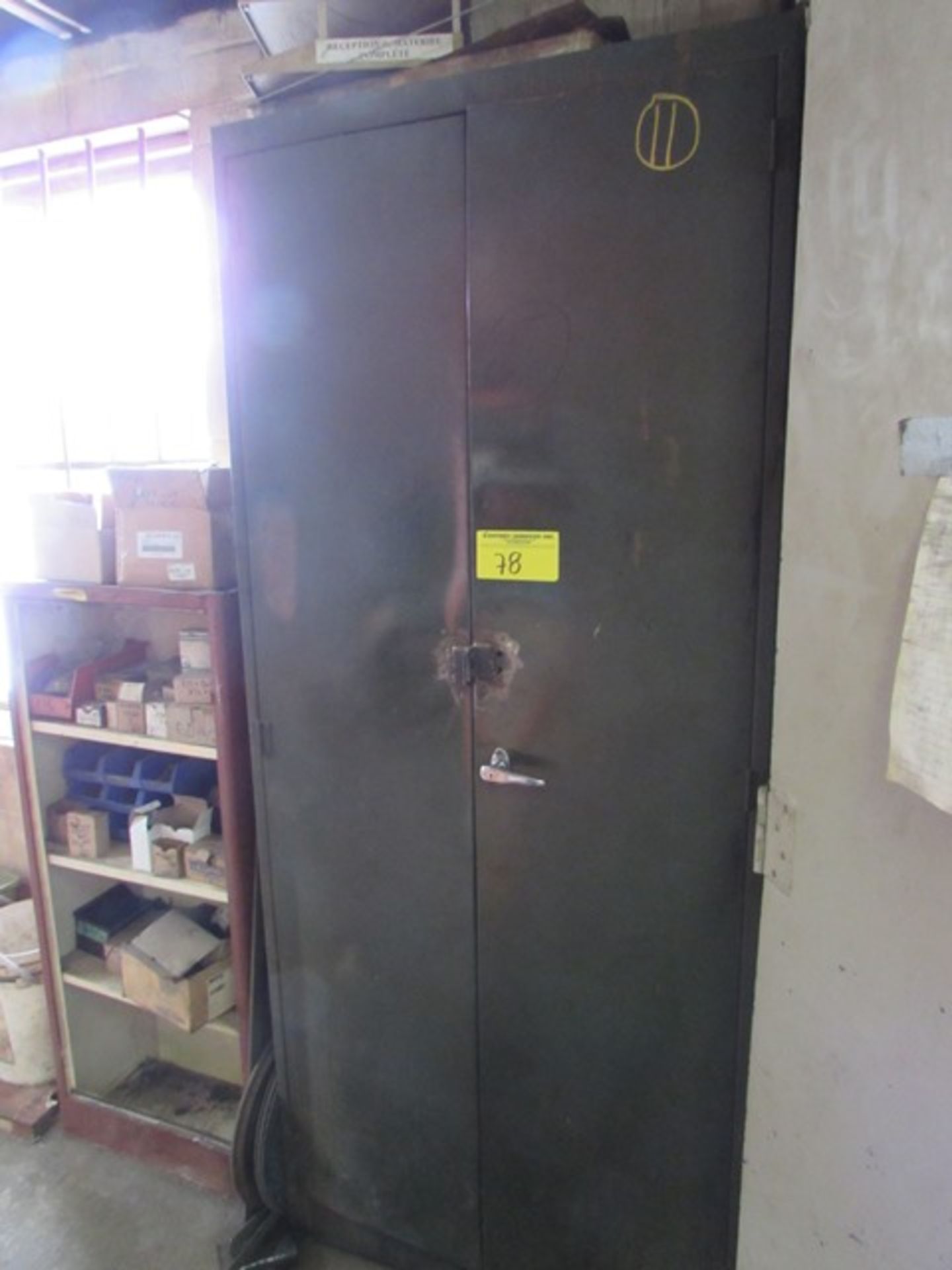 2-Door storage cabinet c/w contents