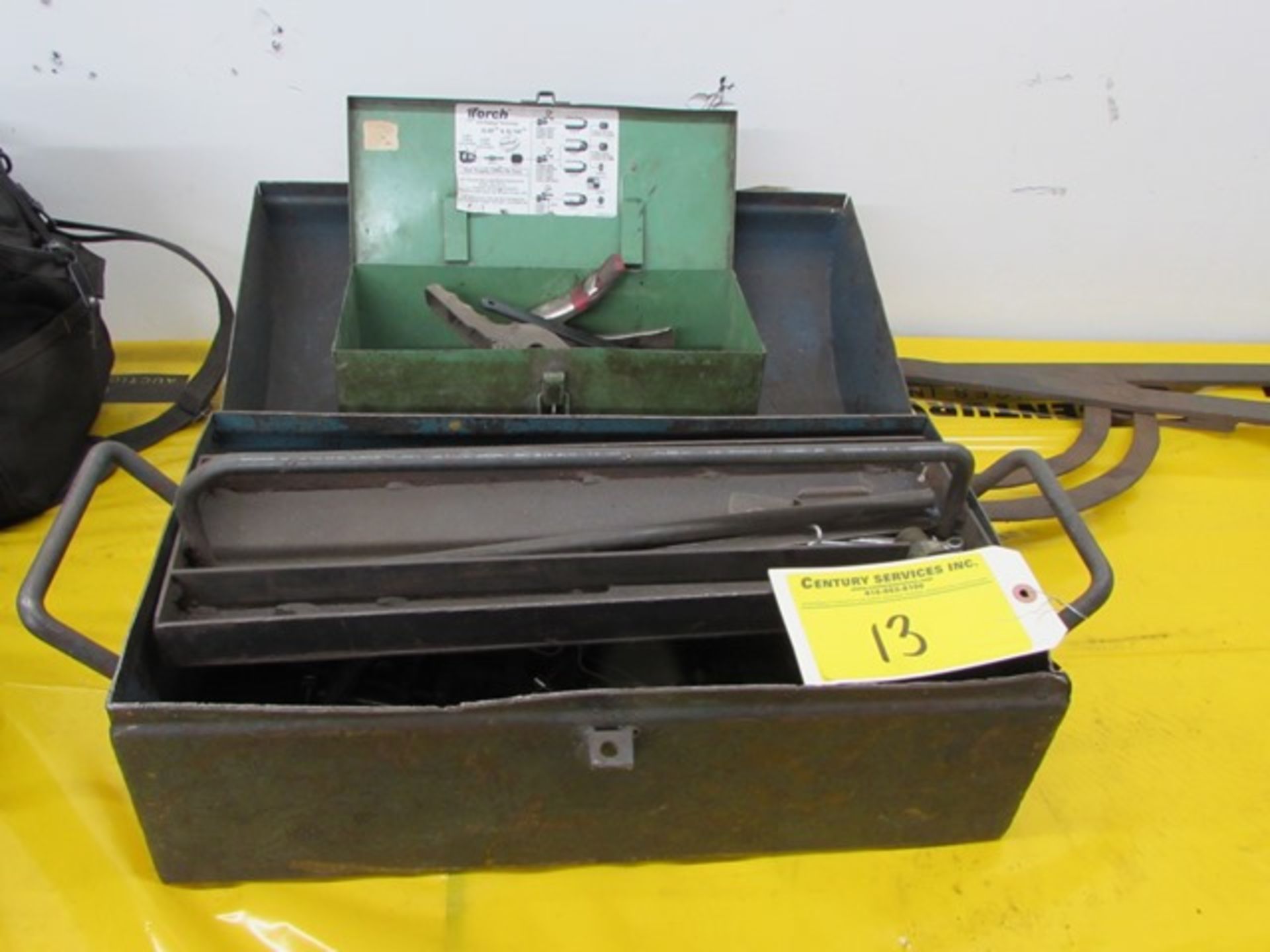 Grey metal tool box c/w contents