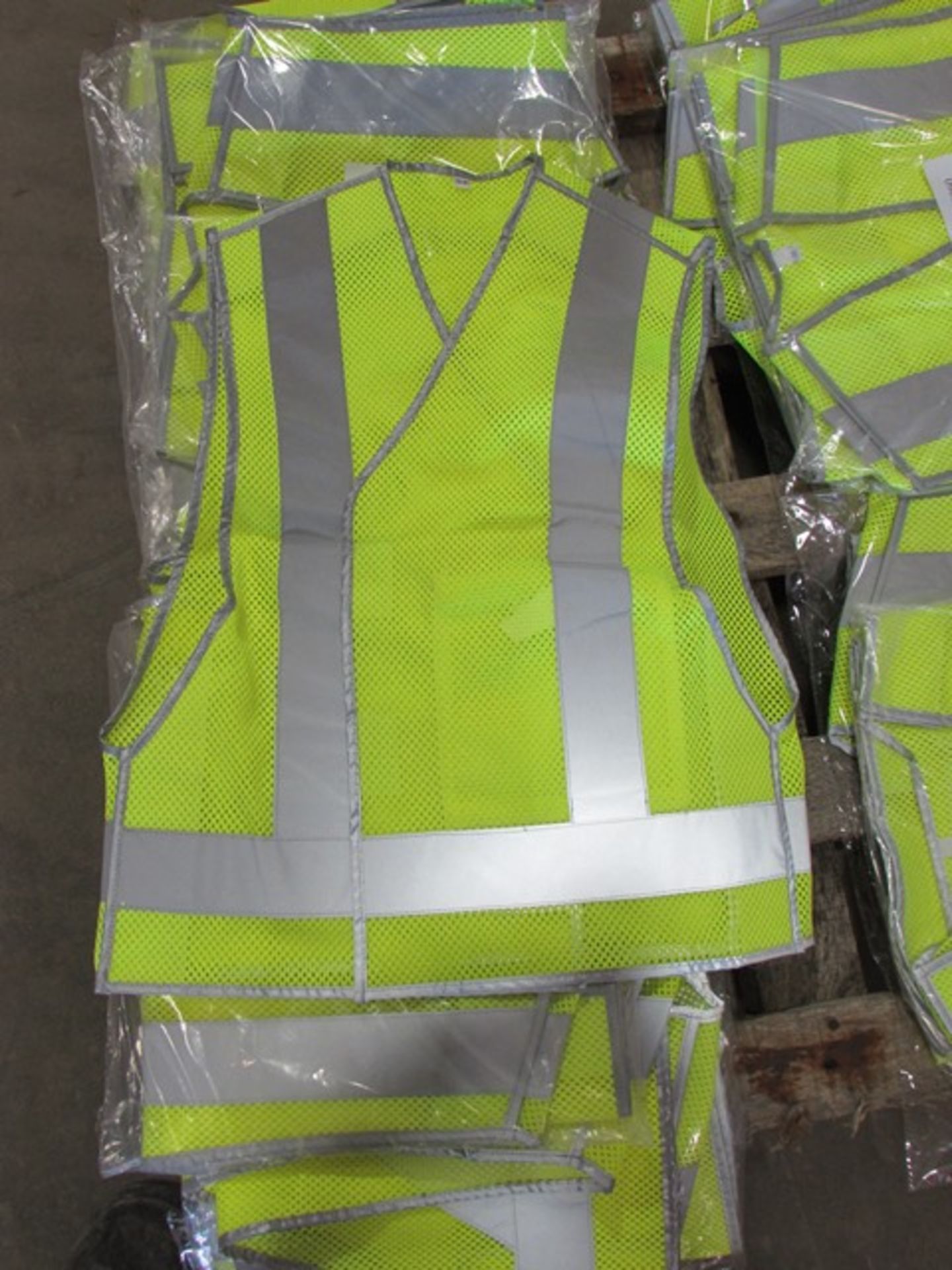 Lot brand new fluorescent safety vest c/w 3M reflective striping, Velcro adjustable waist (approx