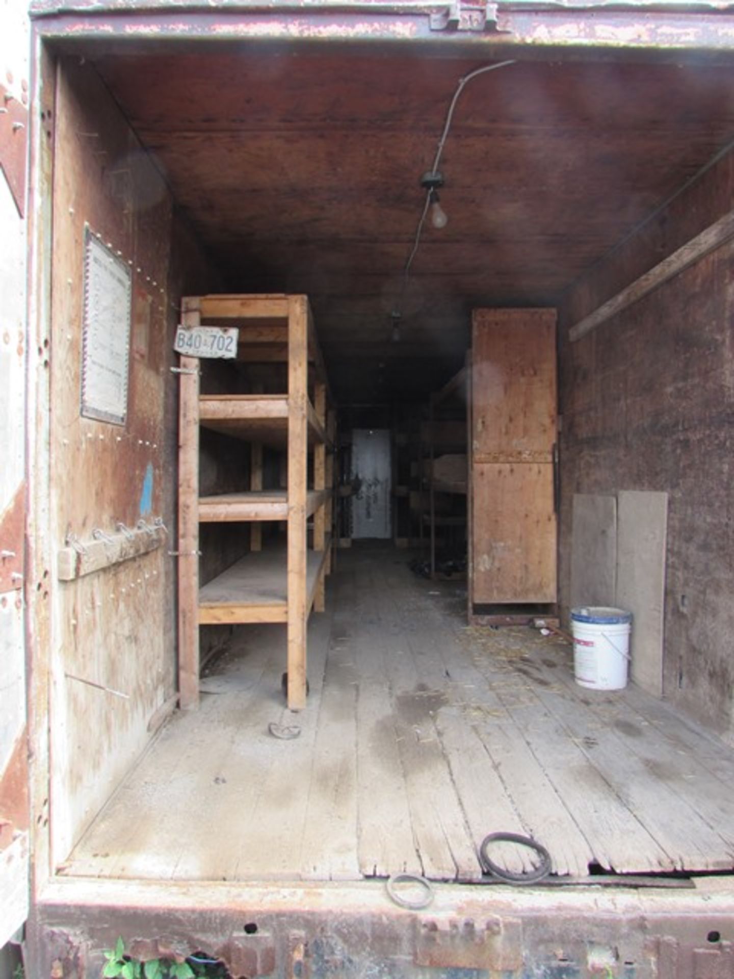 48' Storage trailer c/w barnyard doors, wooden shelving built in - Image 2 of 2