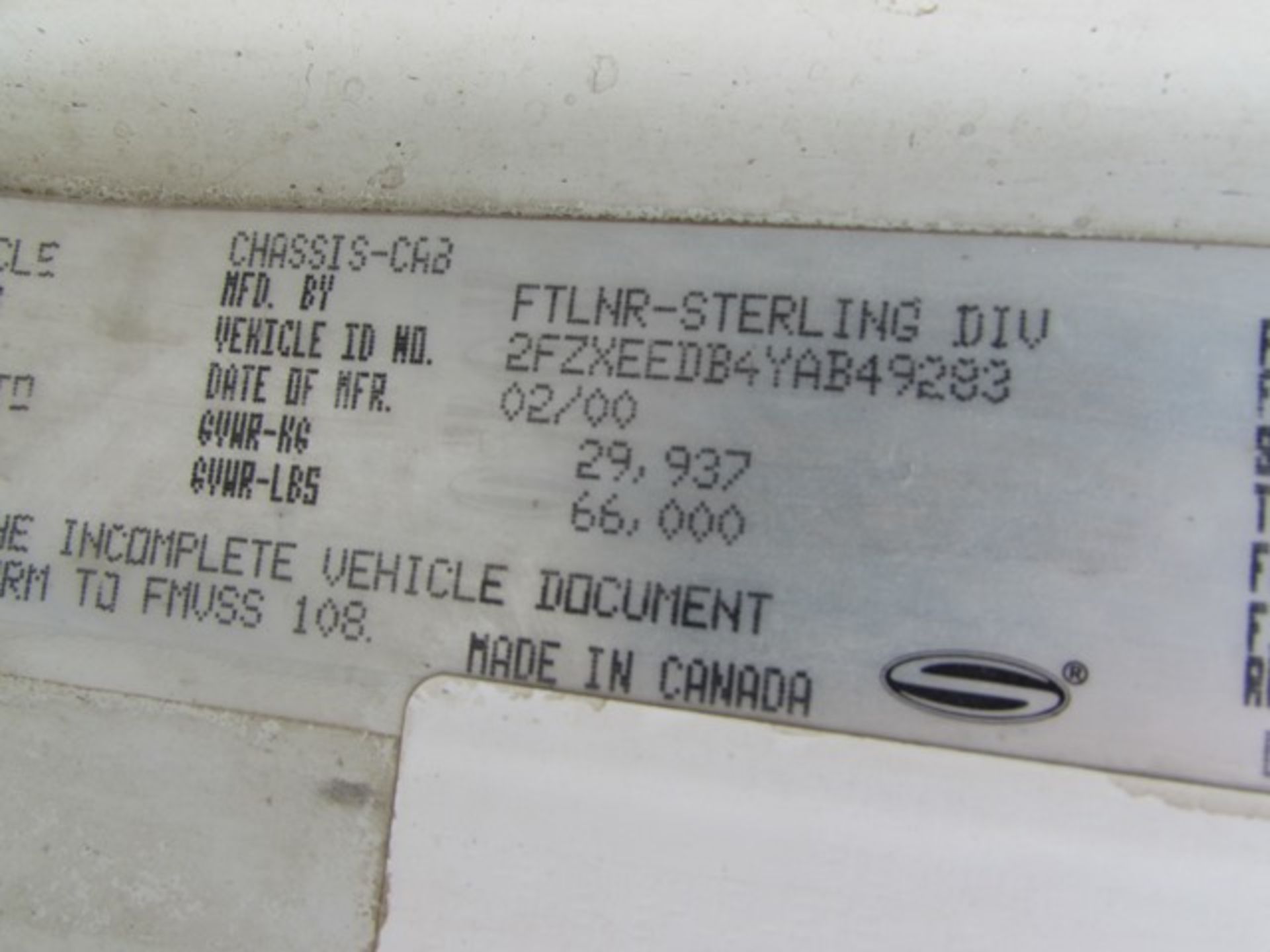 2000 Sterling triaxle dump truck c/w Eaton Fuller 18-speed transmission, odometer reading 610, - Image 4 of 4