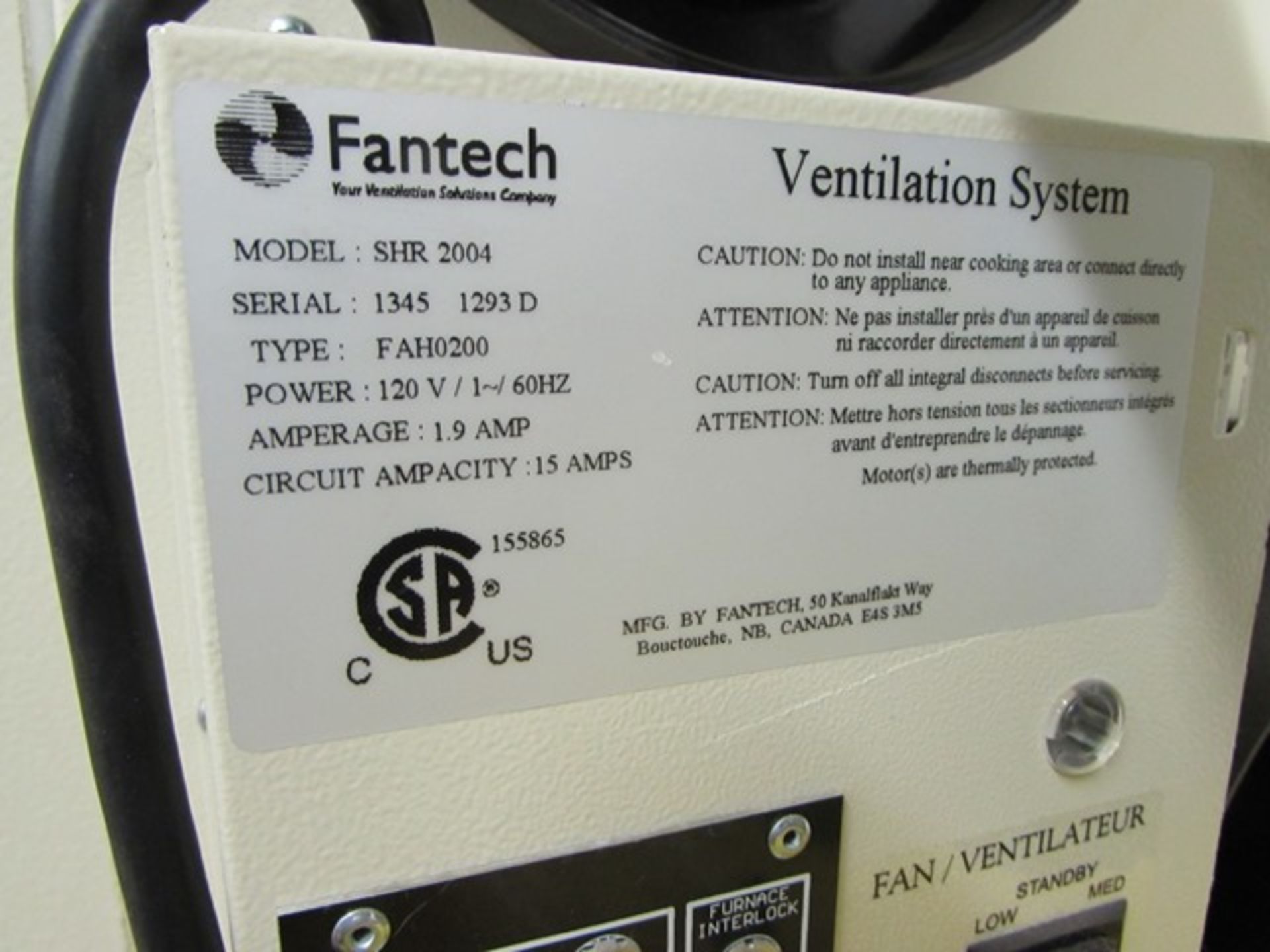 Fantech "SHR-2004" ventilation system c/w 2-sections ducting S/N - 1345 1293D - Image 3 of 3