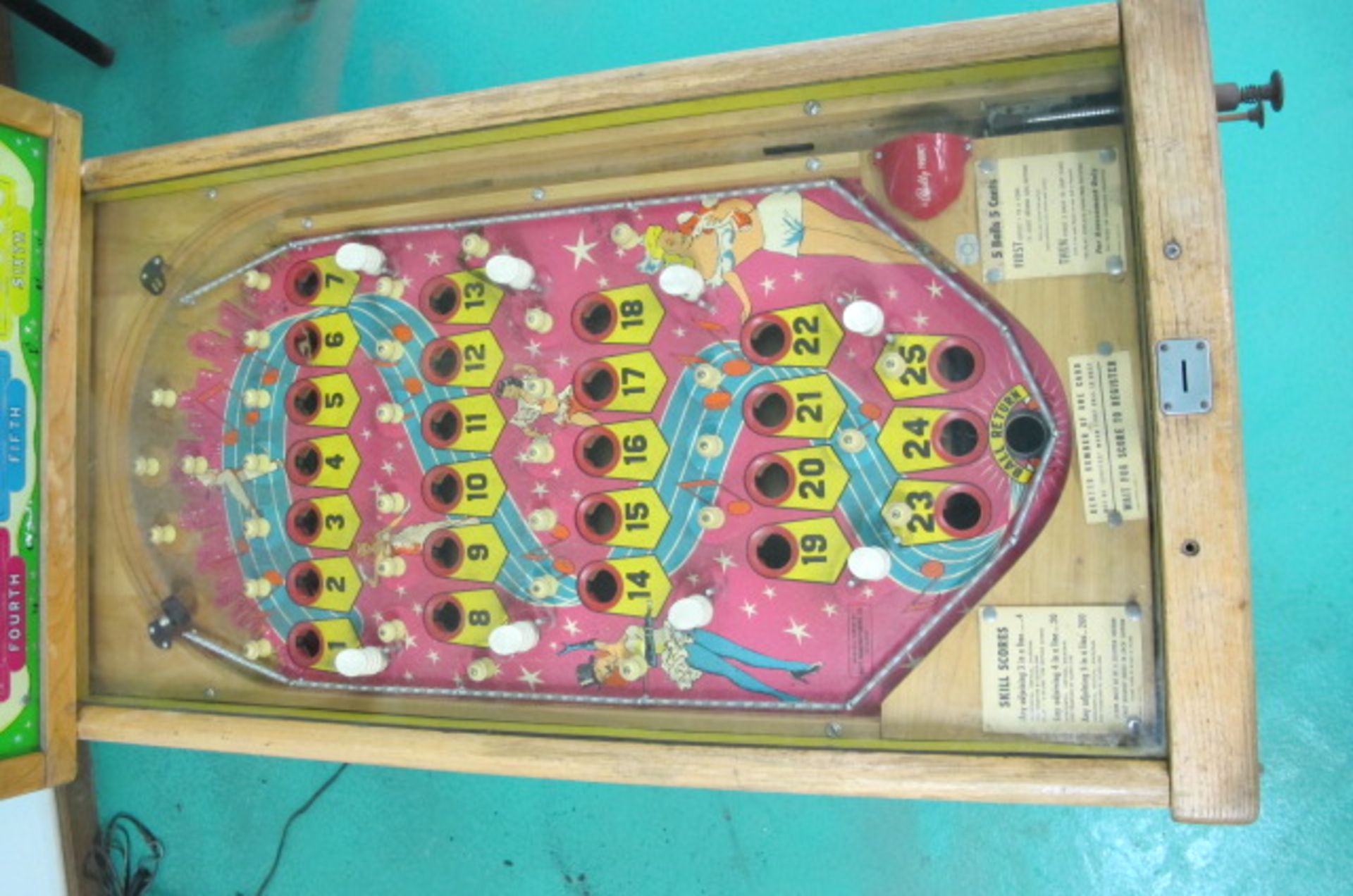 BALLY BRIGHT SPON PINBALL; 5BALL 5 CENTS 7472 OH 120, Lyons, Ohio 43523 - all Gaylord plastic - Image 5 of 5