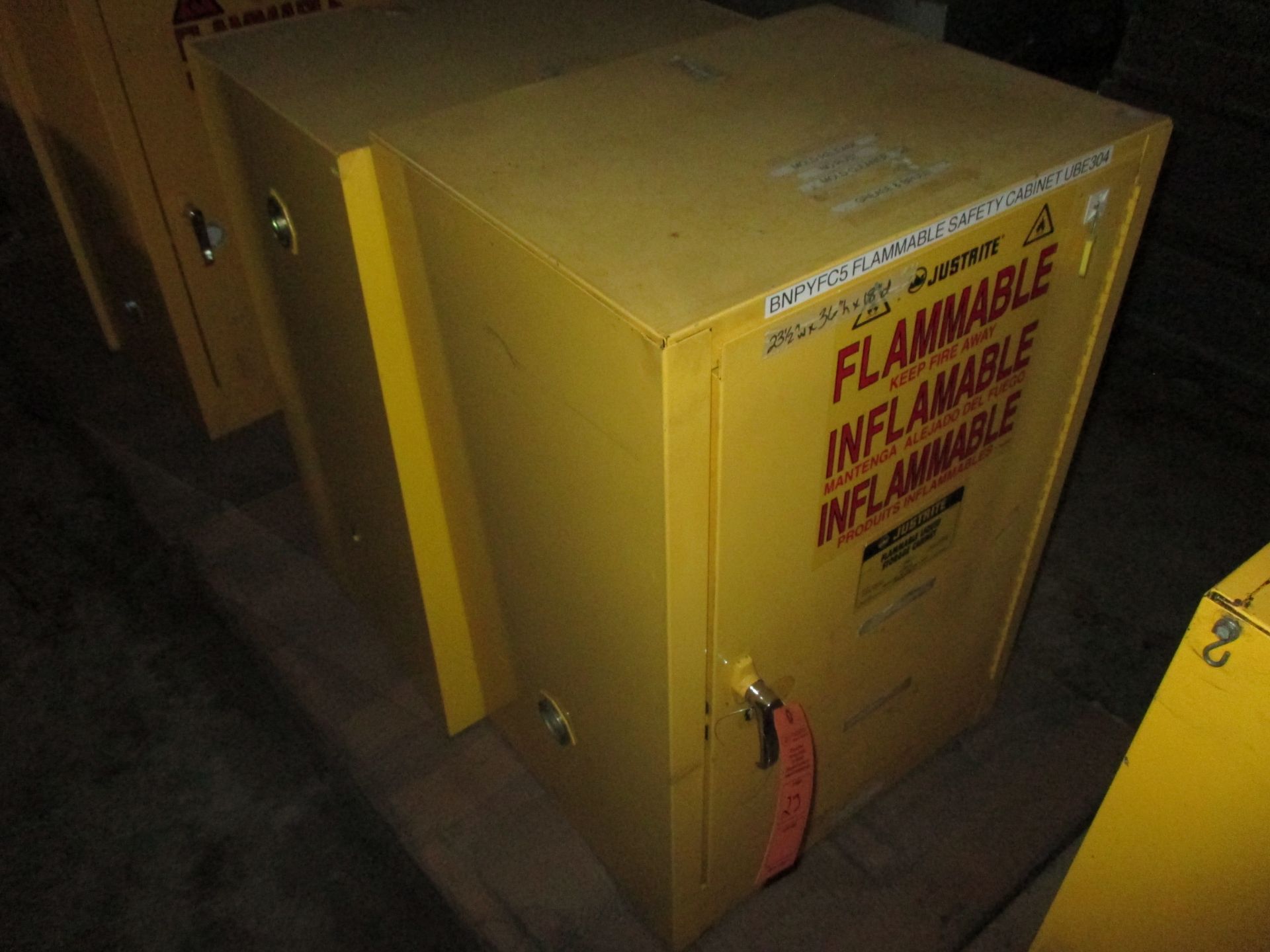 (2) JUSTRITE FLAMMABLE CABINETS; 23"W X 36" H X 18" D(LOCATED AT 7939 BOWLING GREEN RD,