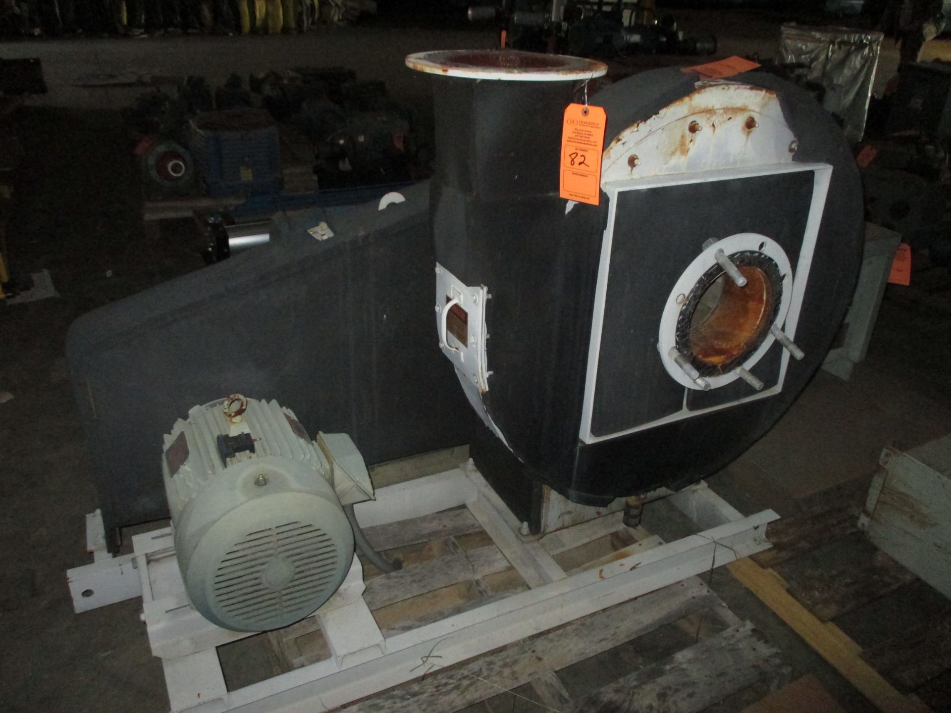 LARGE BLOWER W/ RELIANCE ELECTRIC DUTY MASTER MOTOR; 20HP; 60HZ; 3PH; 460VOLTS(LOCATED AT 7939