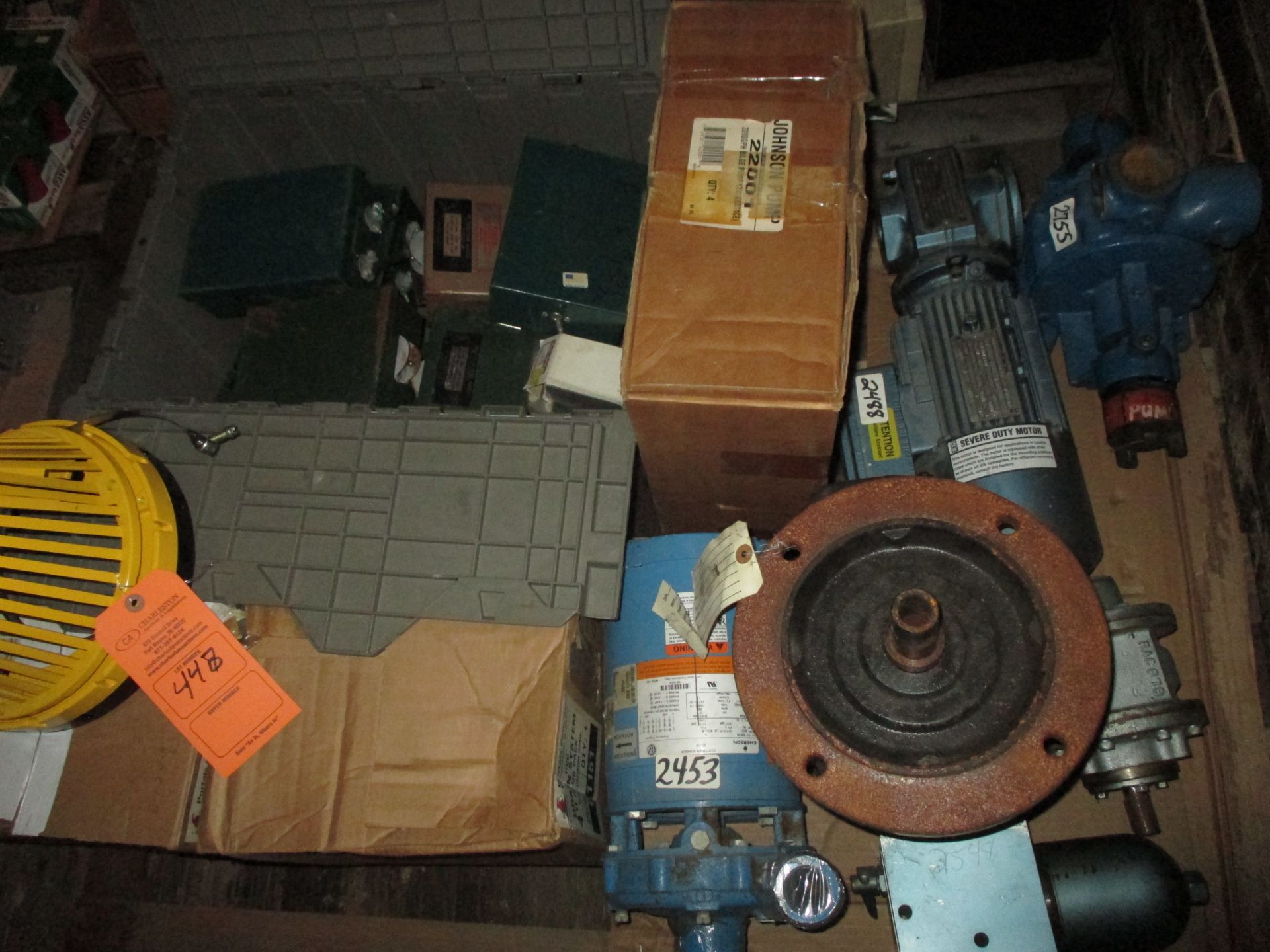 PALLET OF MISC INCLUDING LG QTY OF TELEDYNE MOTOR SWITCHES; (2) PORTABLE PLUS 4" PLUS PACK DRAIN